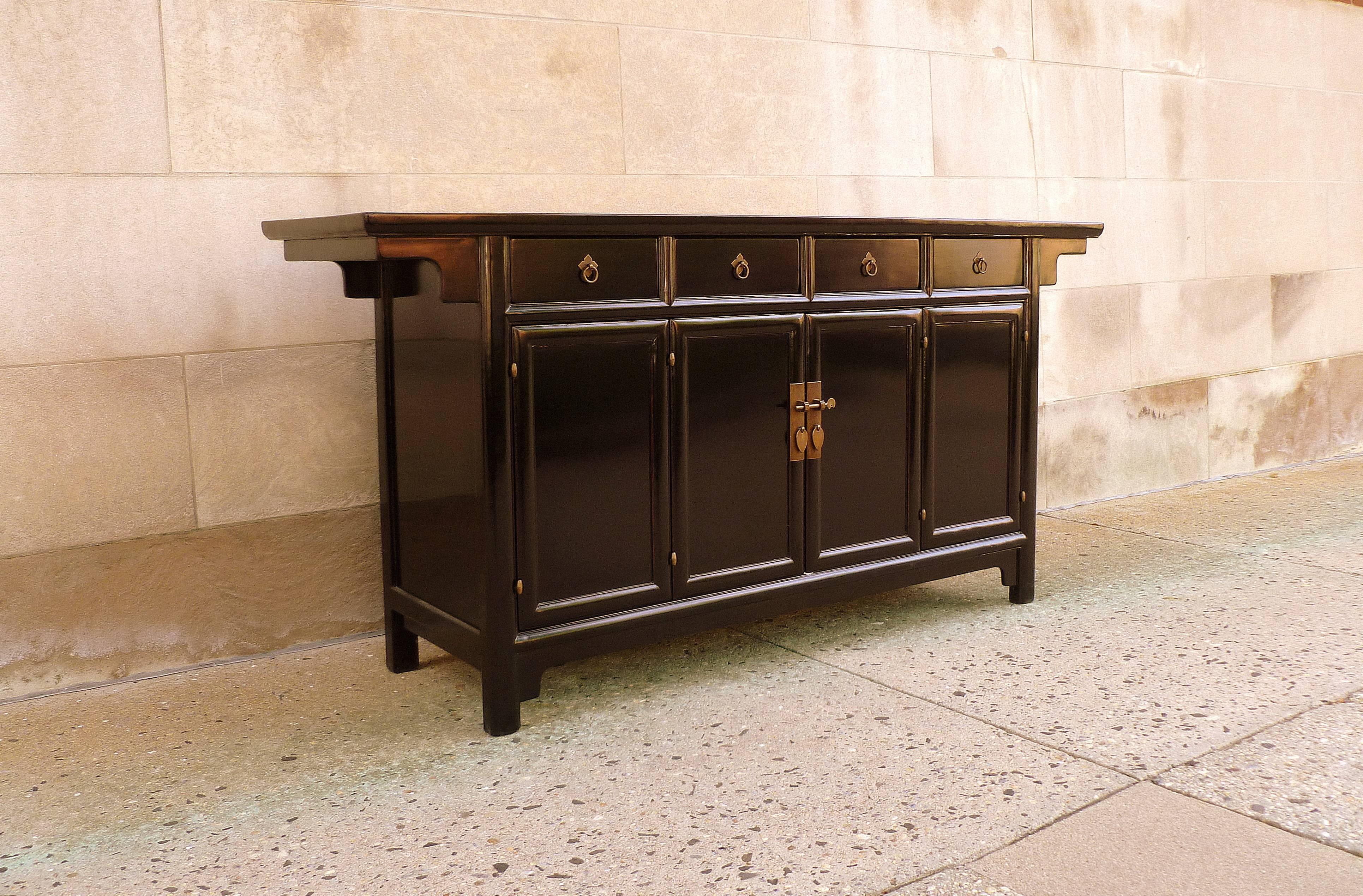 20th Century Refined Black Lacquer Sideboard