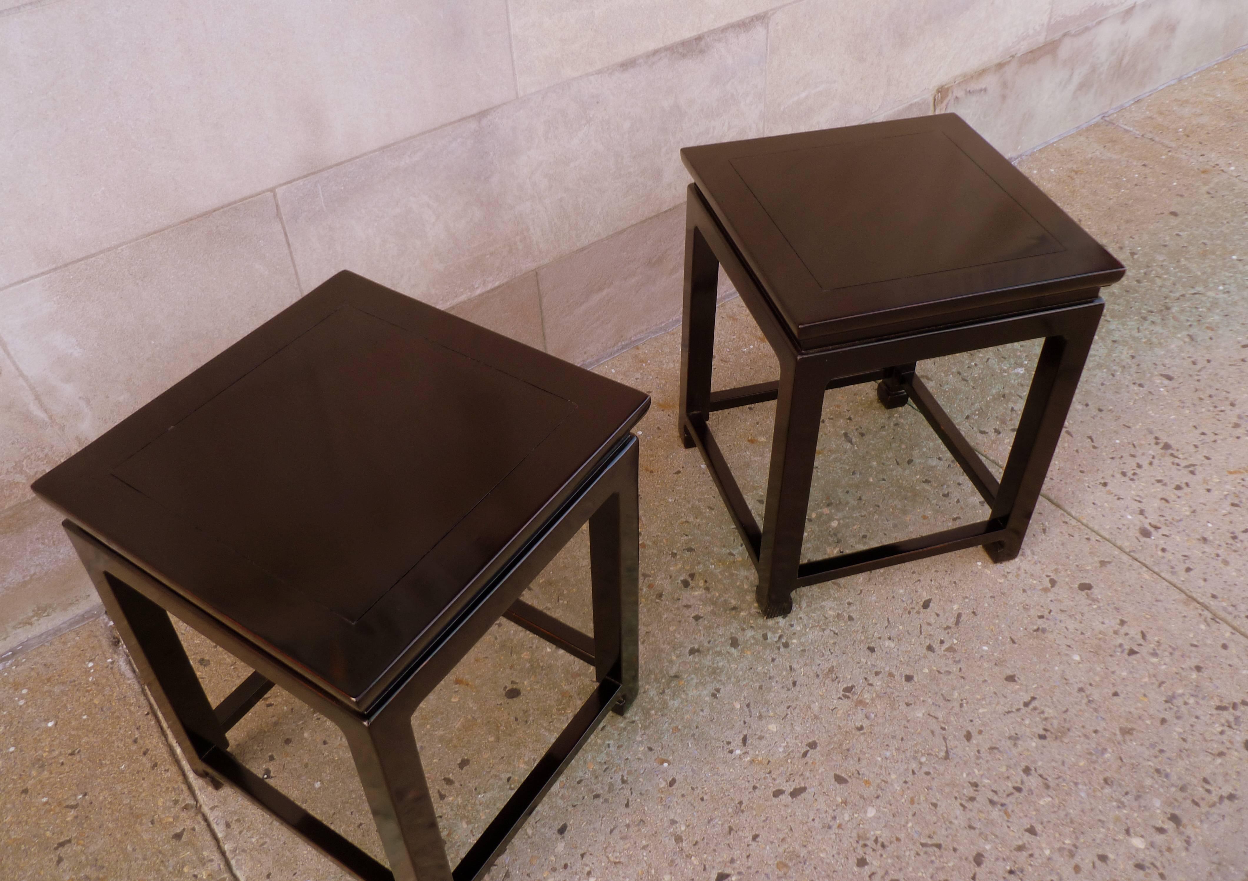 Pair of Fine Black Lacquer End Tables In Excellent Condition In Greenwich, CT