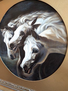 Antique 19th Century Oil Painting After John Frederick Herring Pharaoh's Horses