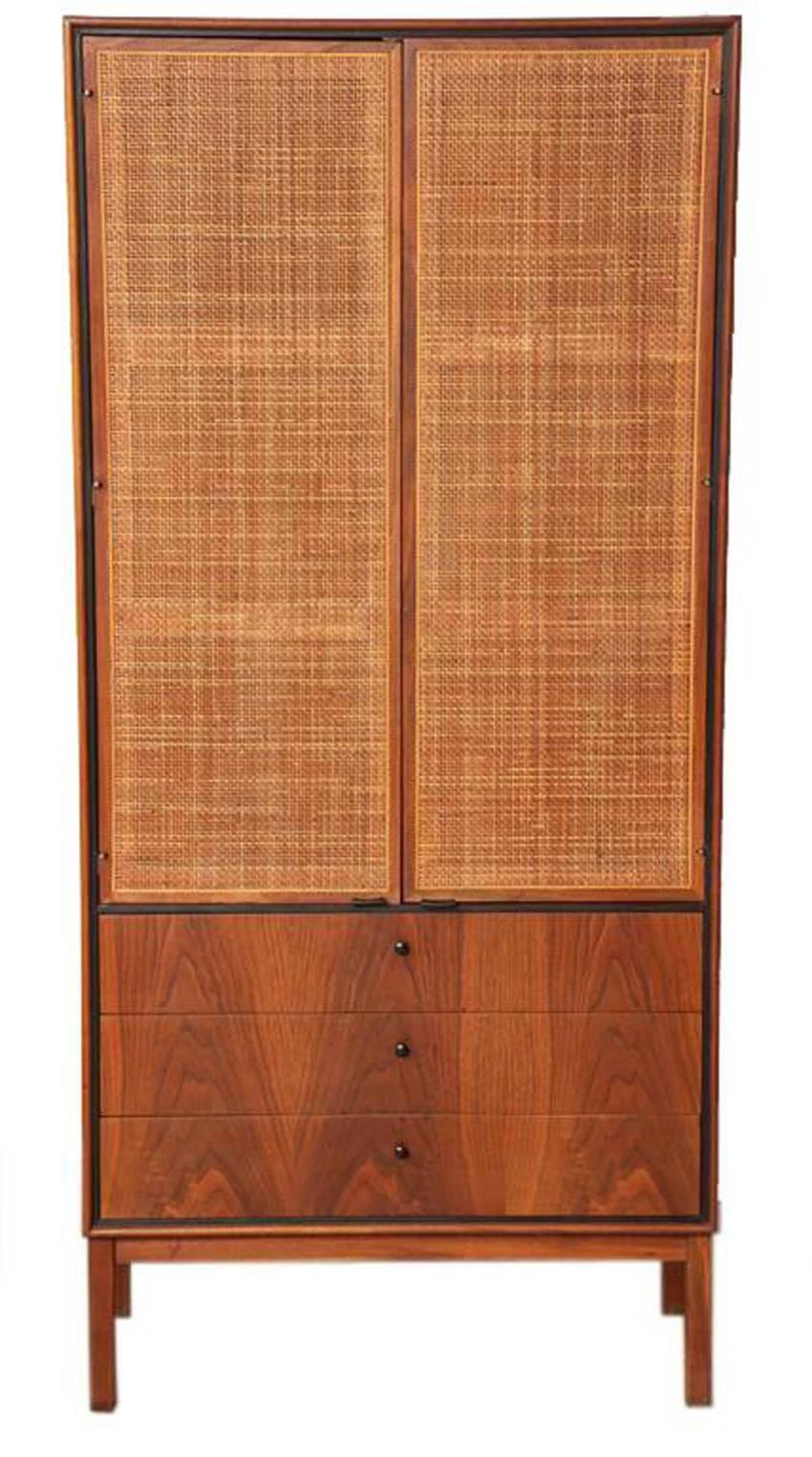 Mid-20th Century Knoll Matched Pair of Caned Cabinets, circa 1950s