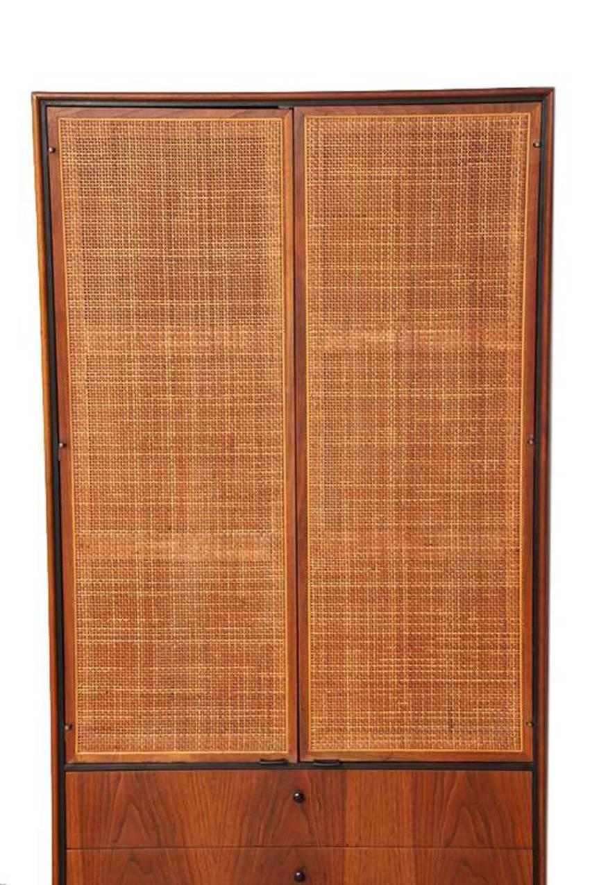 Knoll Matched Pair of Caned Cabinets, circa 1950s 1