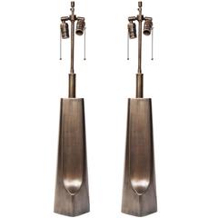 Pair of Bronze Laurel Table Lamps