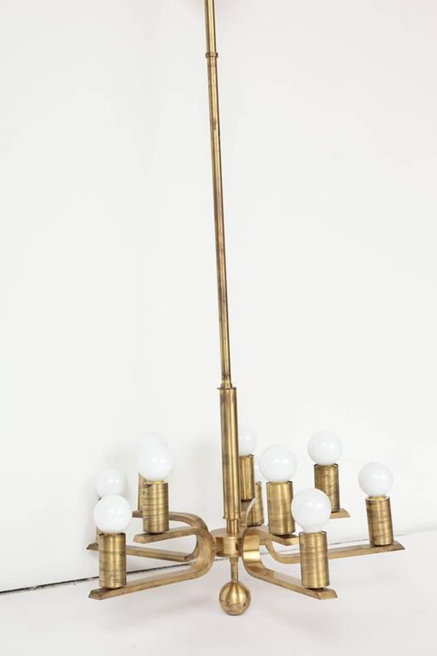 Brass Machine Age chandelier.