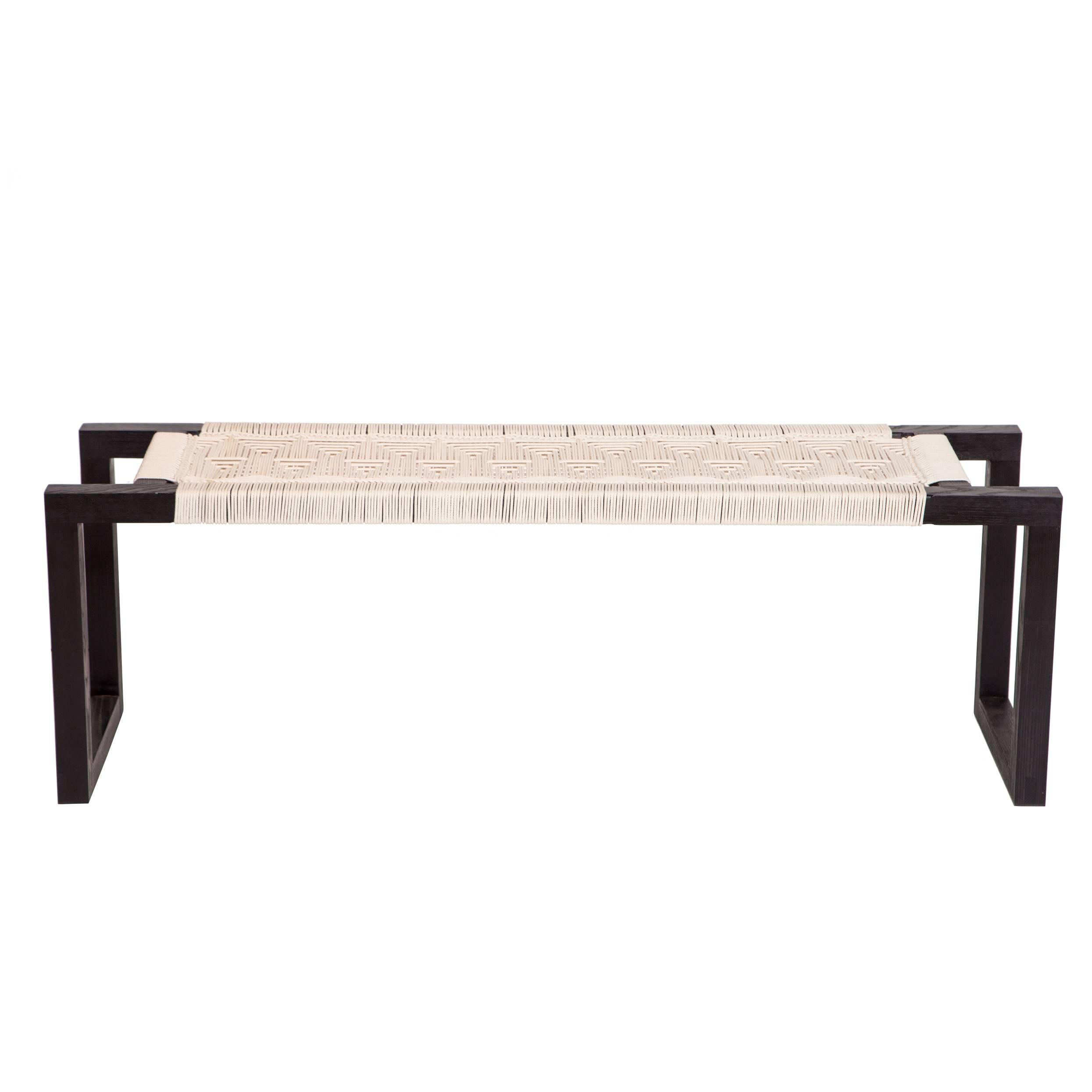 Ebonized Fireside Bench by Peg Woodworking For Sale