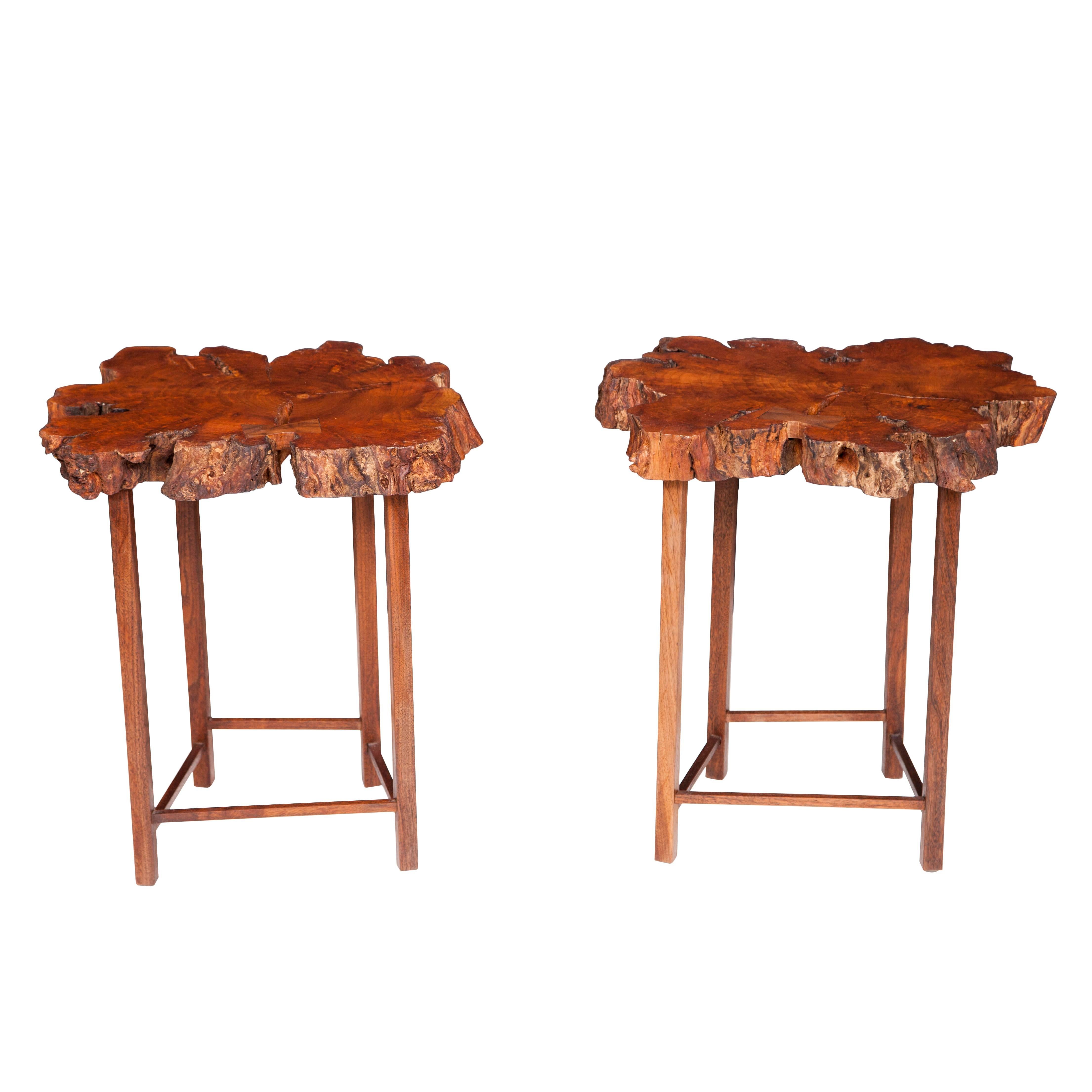 Burl Cherrybomb Tables by Don Howell, circa 2010 For Sale