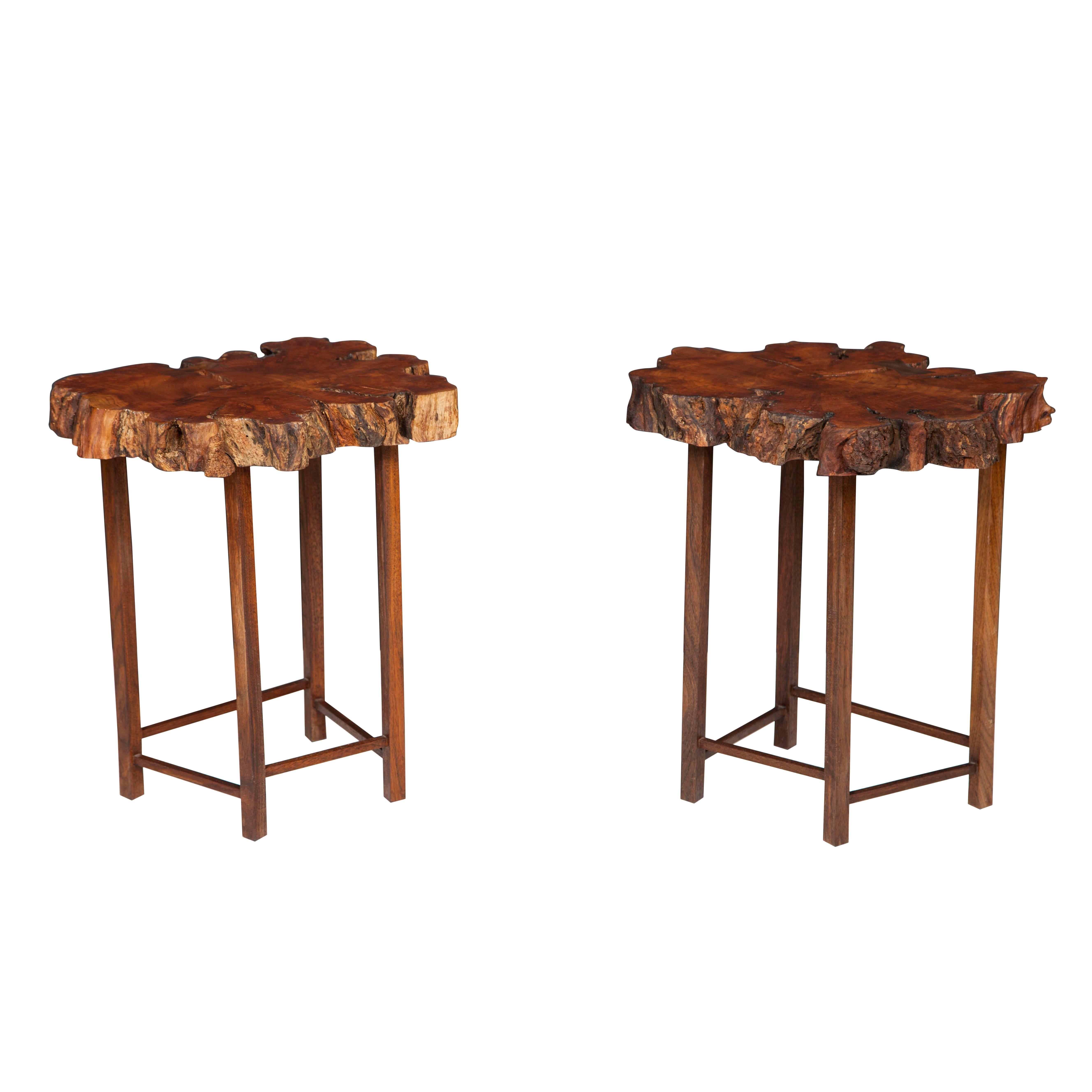 American Craftsman Burl Cherrybomb Tables by Don Howell, circa 2010 For Sale