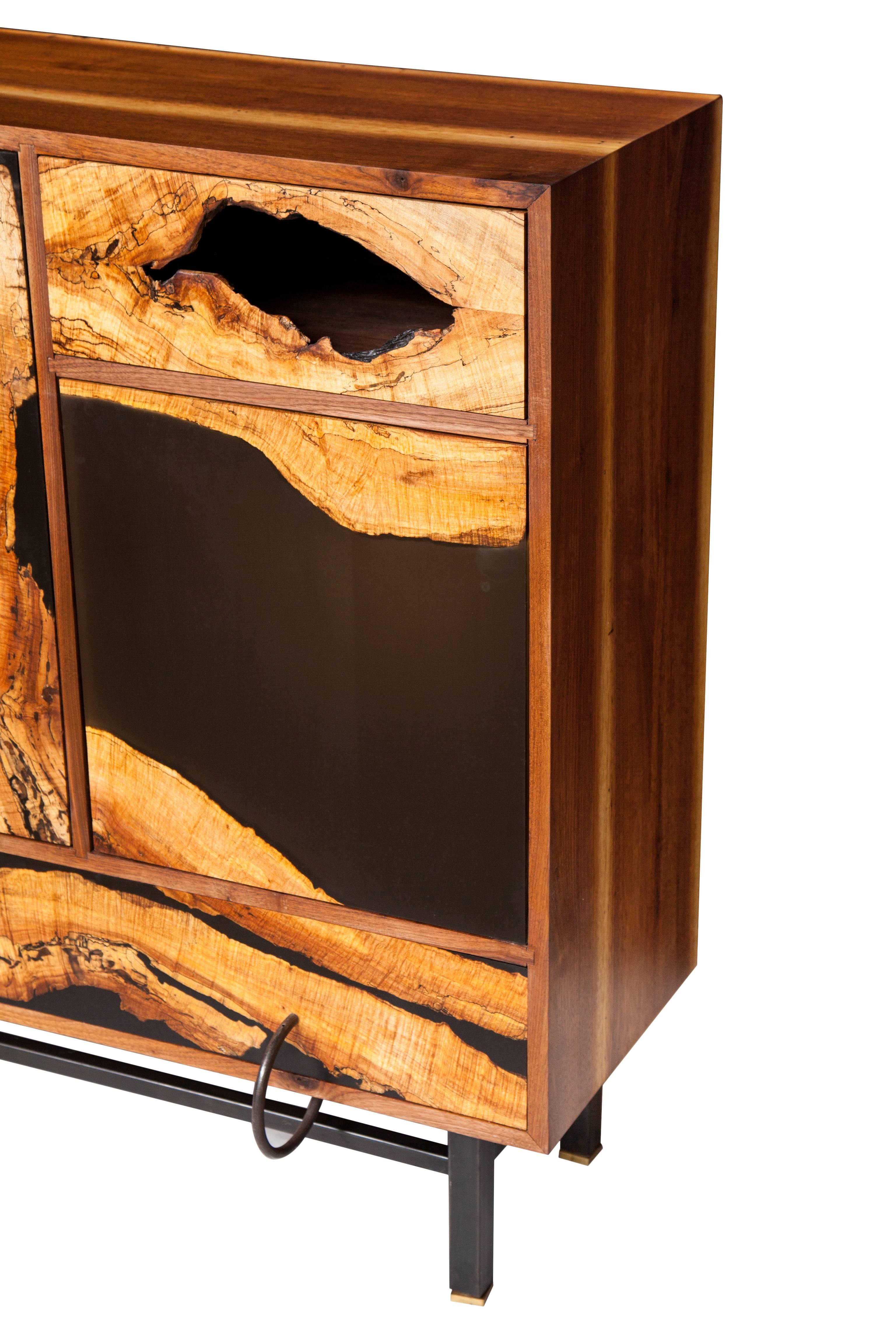American Craftsman Spalted Maple Face Cabinet by Don Howell, circa 2010 For Sale