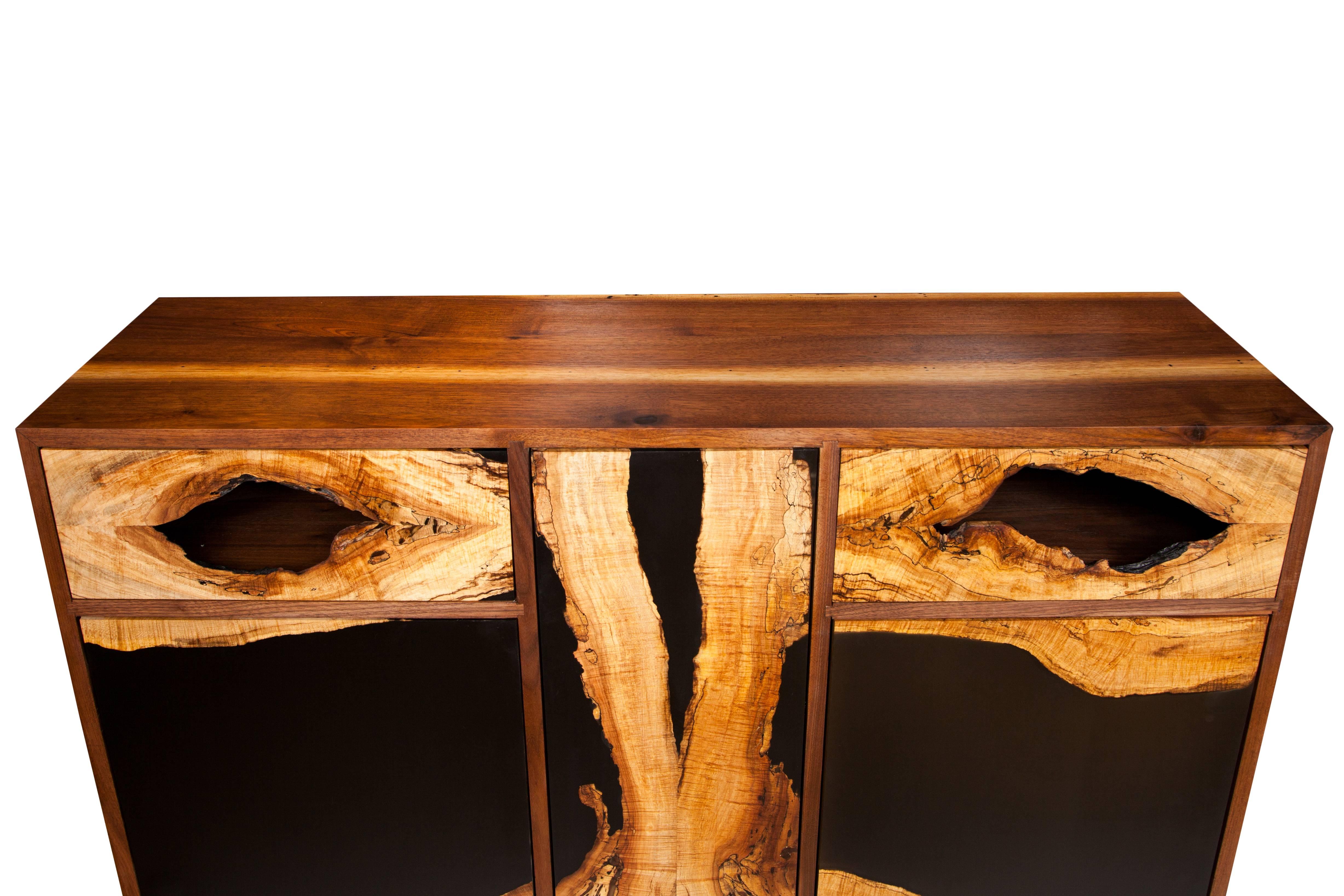 American Spalted Maple Face Cabinet by Don Howell, circa 2010 For Sale