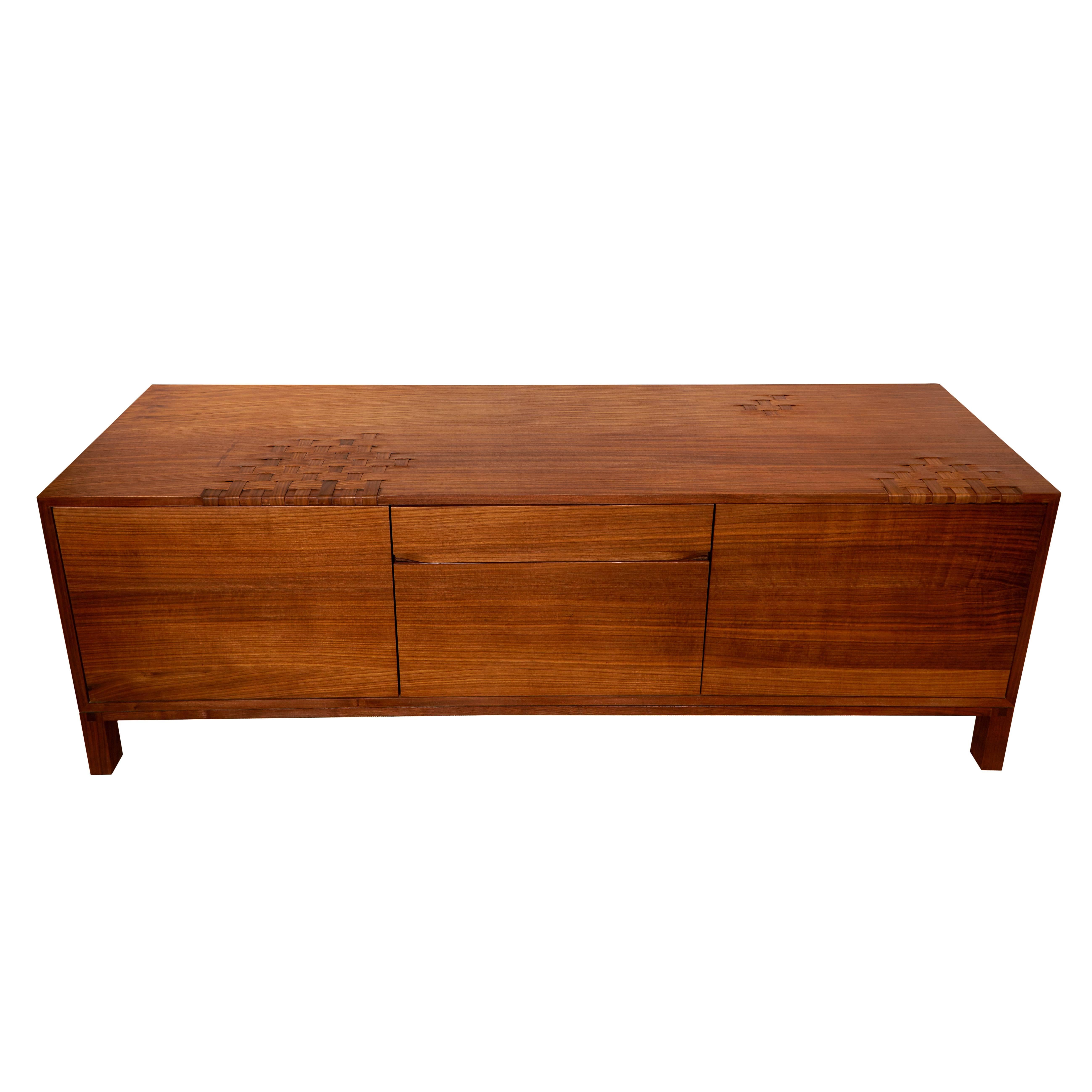 Walnut Weave Credenza by Don Howell For Sale 1