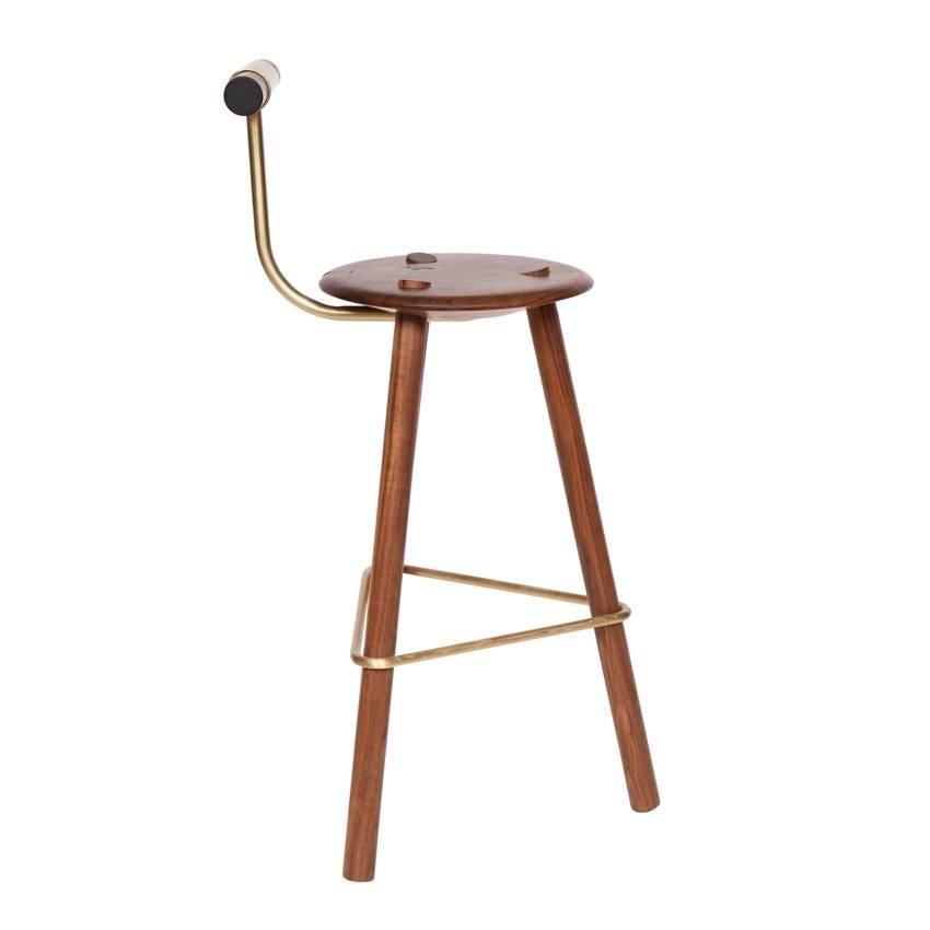 Erickson Aesthetics Set of Four Walnut Stools In Excellent Condition For Sale In New York, NY