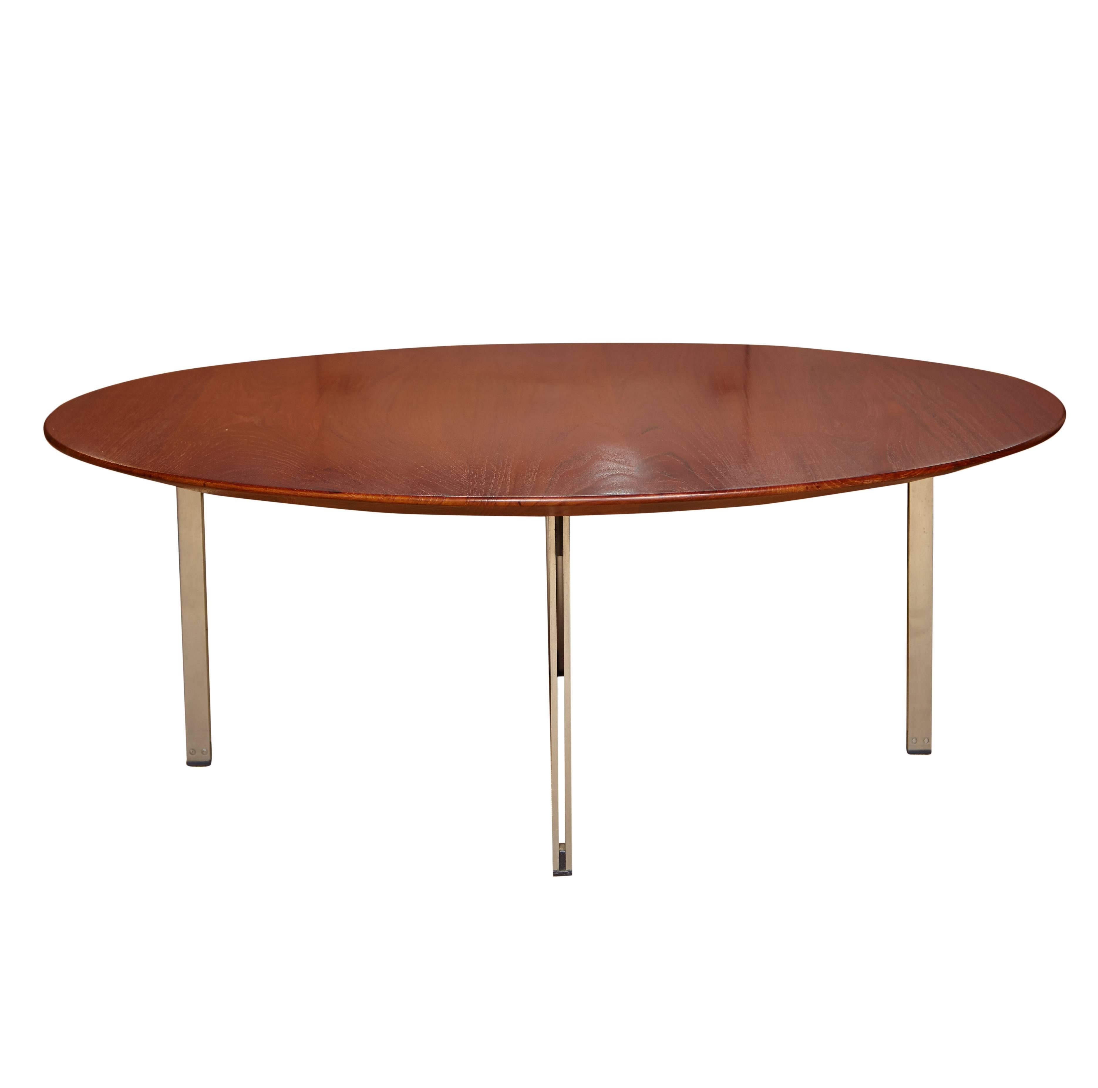 Rare to market Florence Knoll Parallele bar teak cocktail table, circa 1950s.