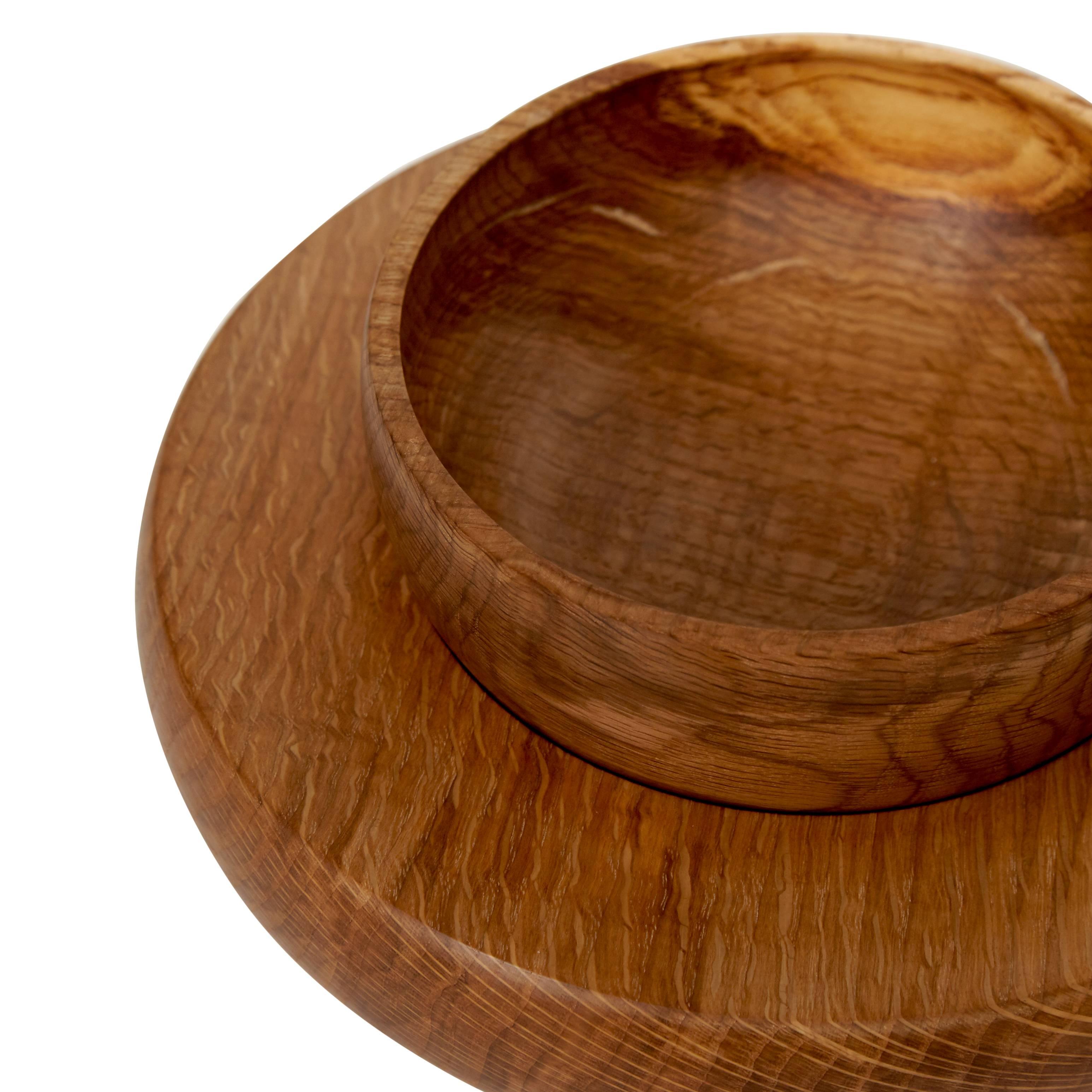 American Klotzwrk Solid Oak Lathe Turned Bowl Set For Sale