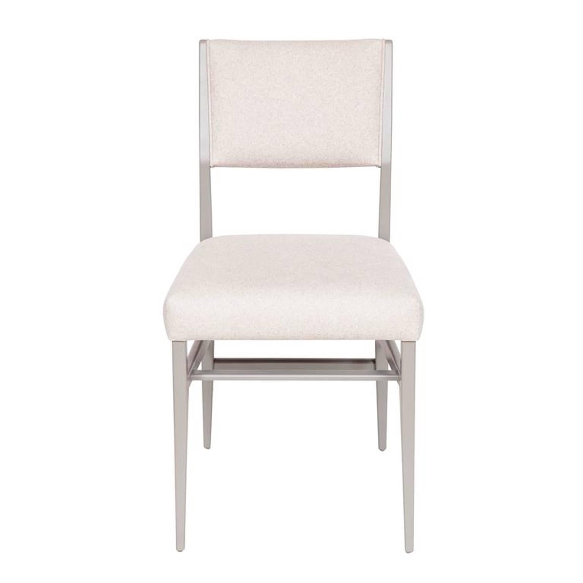 Lacquered dining chair.

Measures: Seat height 19”, 
seat depth 17”. 
COM requirements: 1.5 yards 
5% up-charge for contrasting fabrics and or welting 
COL Requirements: 30 sq. feet 
5% percentage up-charge for all COL or exotic