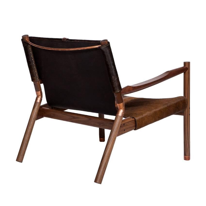 American Craftsman Erickson Aesthetics  Slung Brindle Walnut Lounge Chair For Sale