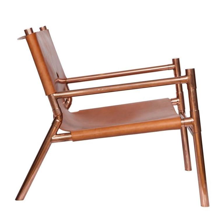 Erickson Aesthetics Slung Calf Copper Lounge Chair For Sale at 1stDibs