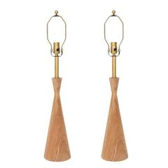 Pair of Samson Turned Oak Table Lamps 10