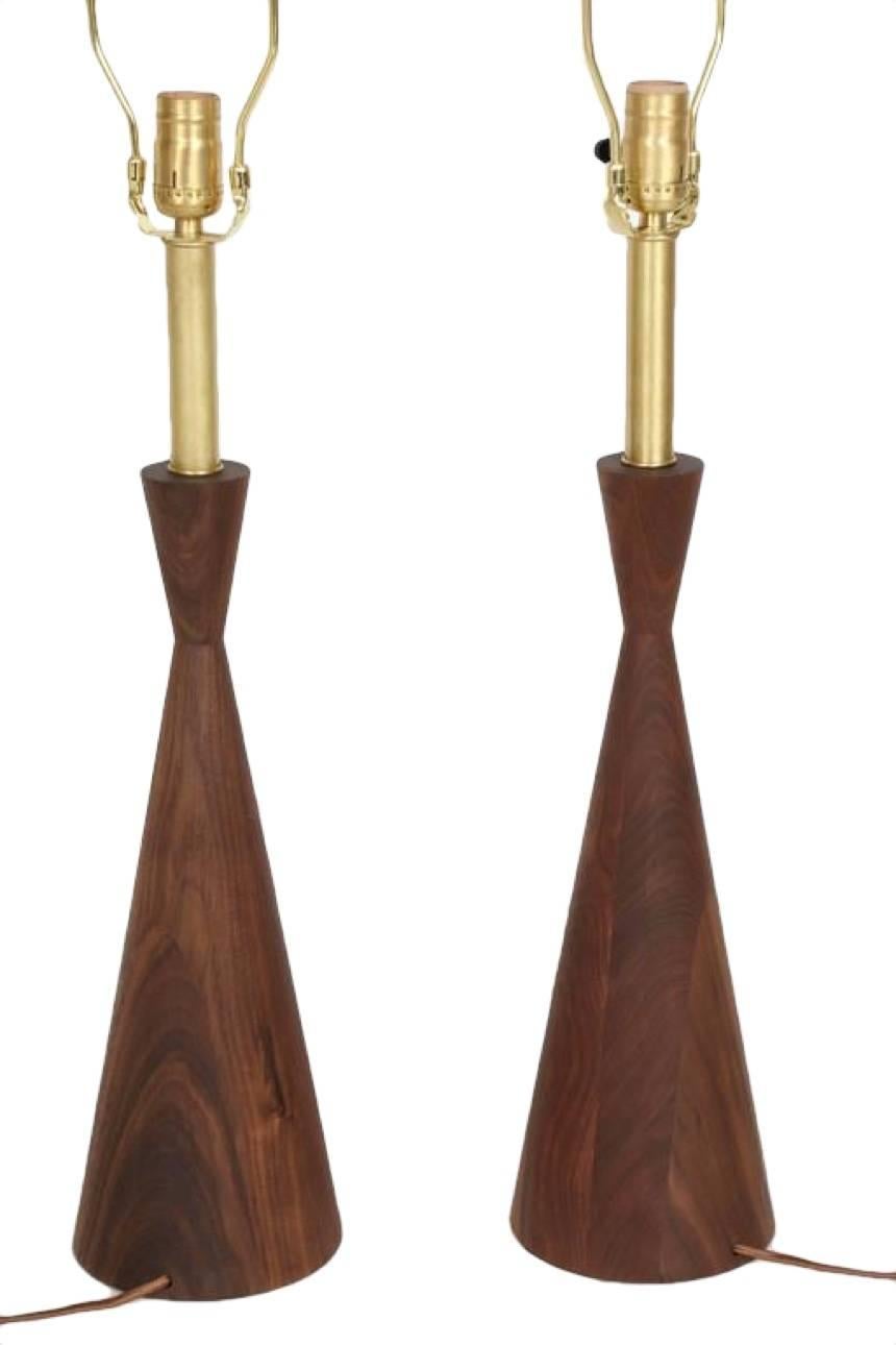 Samson Turned Walnut Table Lamps For Sale 2