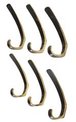 Set of Six Bronze Coat Hooks