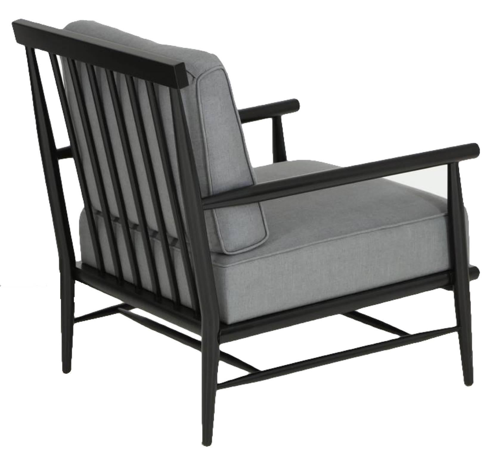 Mid-Century Modern Paul McCobb Ebonized Maple Dowel Frame Armchairs For Sale