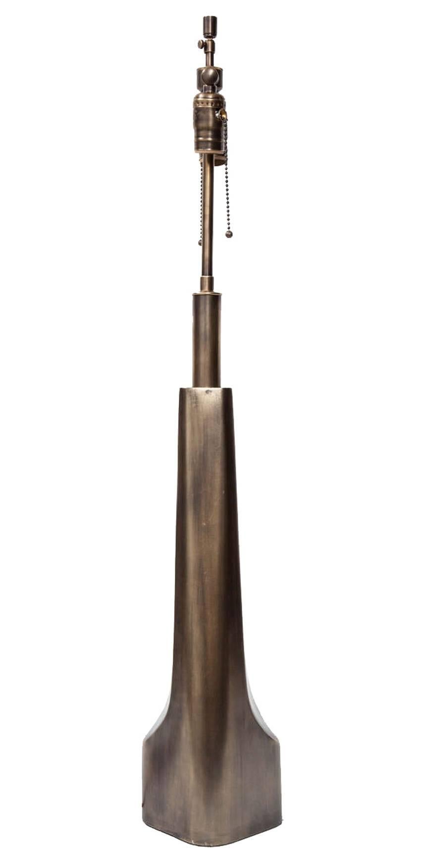 American Pair of Bronze Laurel Table Lamps For Sale