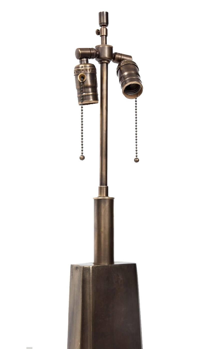 Late 20th Century Pair of Bronze Laurel Table Lamps For Sale
