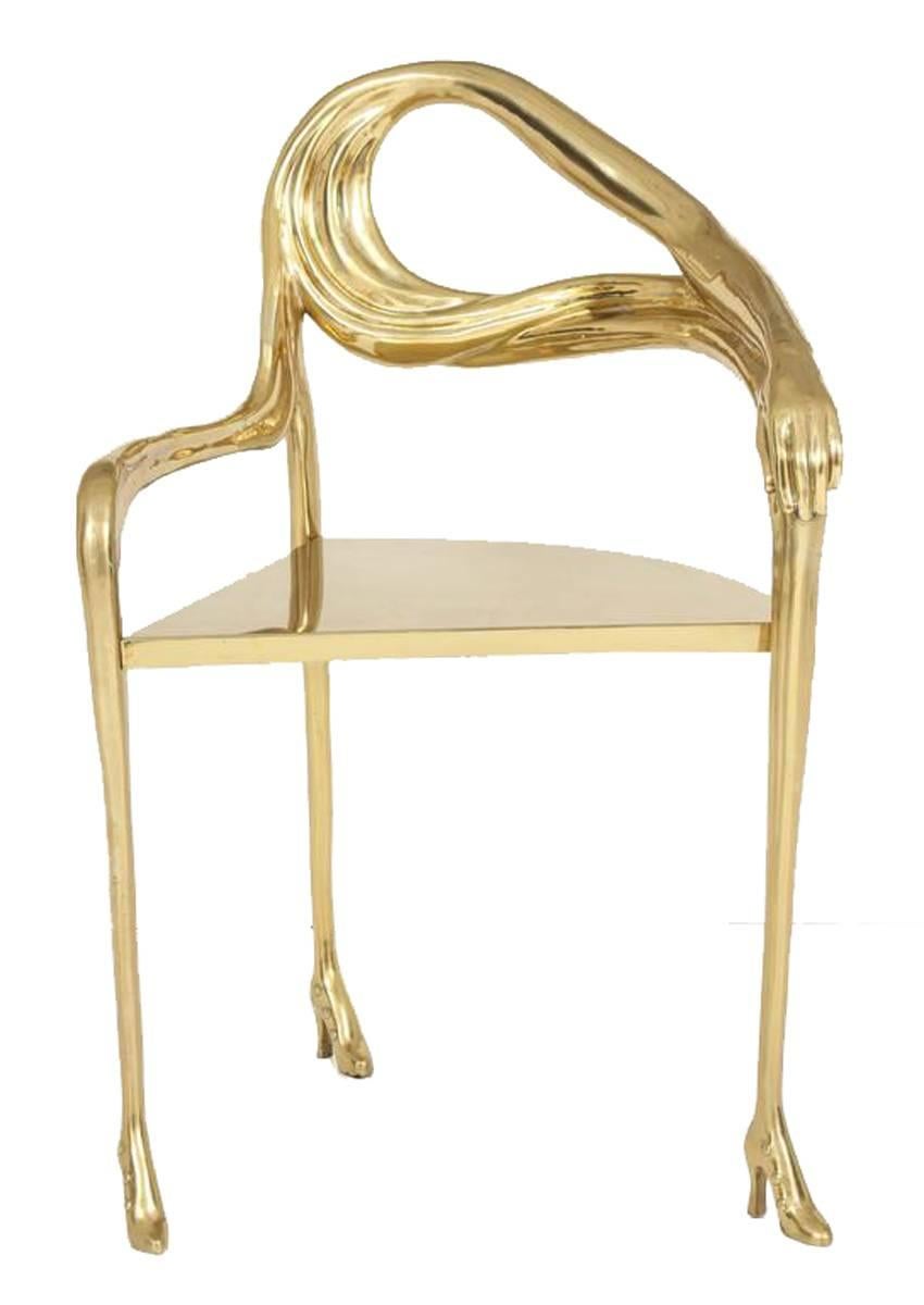 The Leda armchair was designed by Salvador Dali in the years 1935-1937 whilst he was working in collaboration with the French furniture designer Jean Michel Frank. The chair itself is made from brass castings, subsequently welded together. The