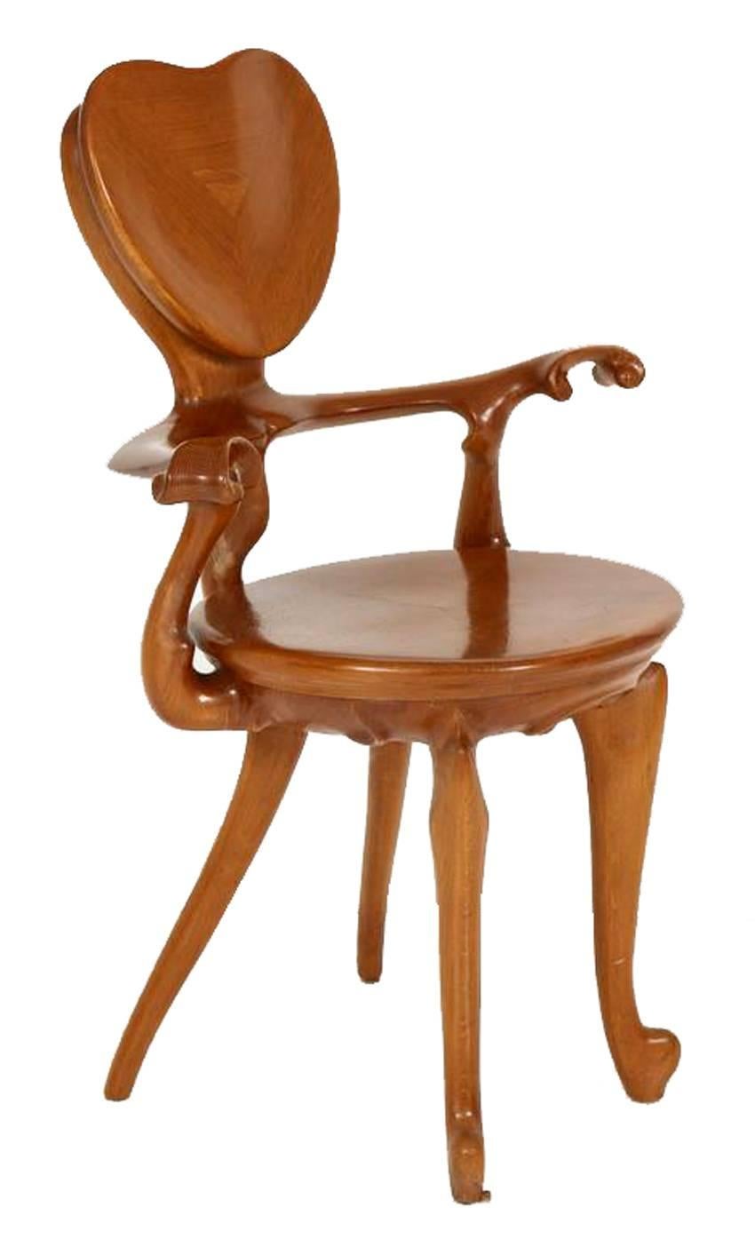 Varnished Calvet Armchair by Antoni Gaudi For Sale