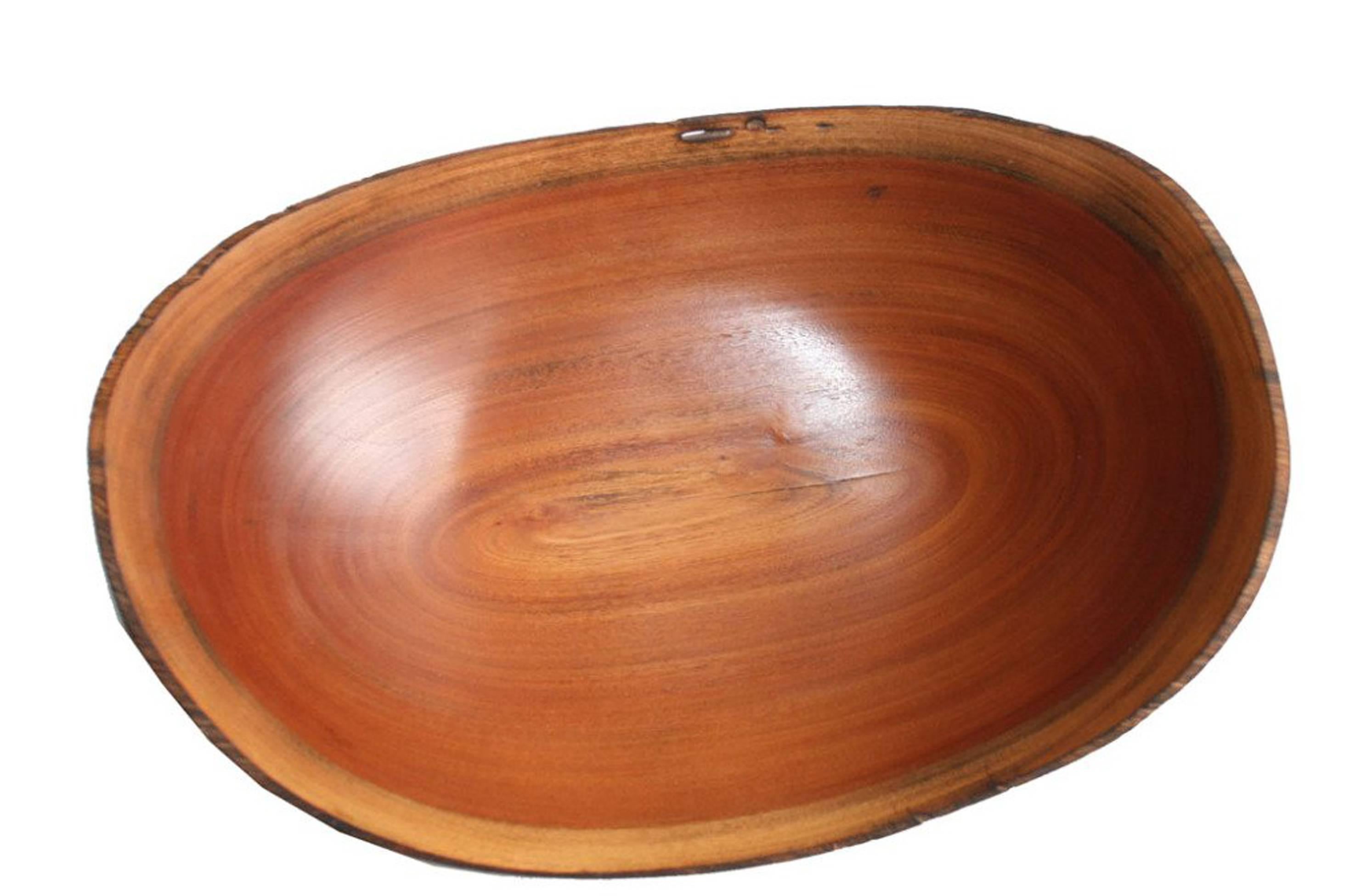 Contemporary Brazilian Eucalyptus Wooden Carved Bowl