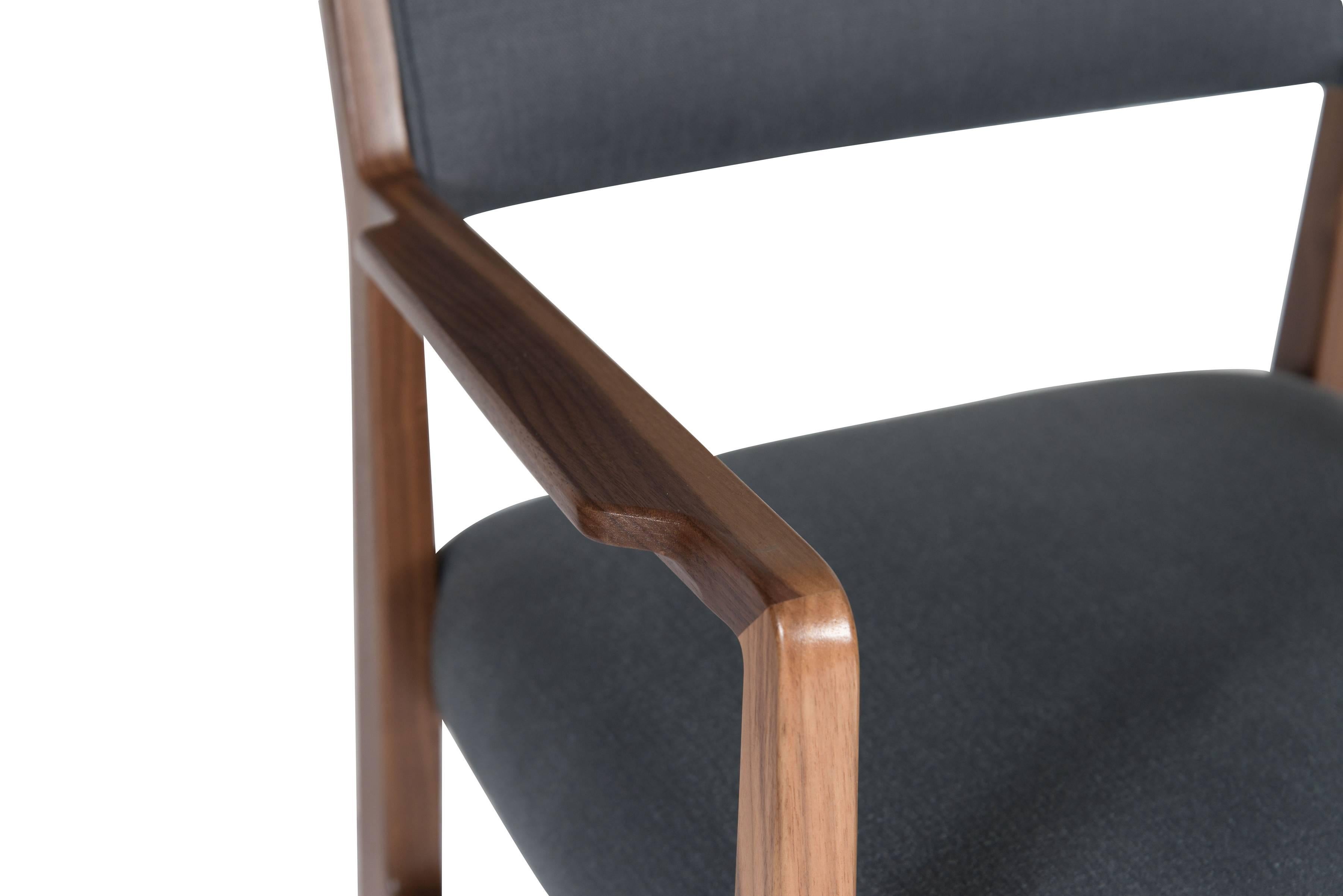 Contemporary Set of Eight Maze Walnut Dining Chairs For Sale