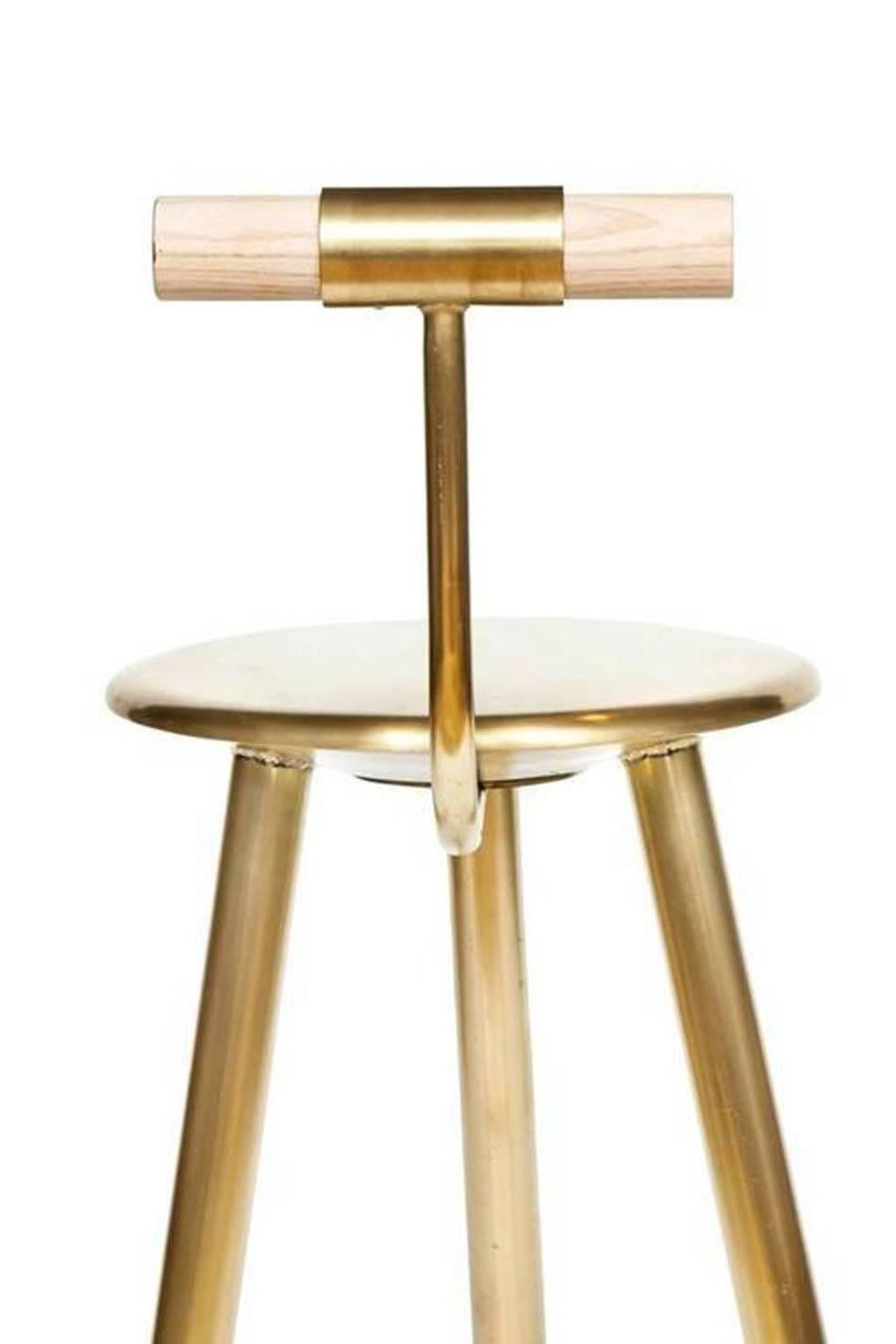 Set of Four Erickson Aesthetics Brass Stool In Excellent Condition For Sale In New York, NY