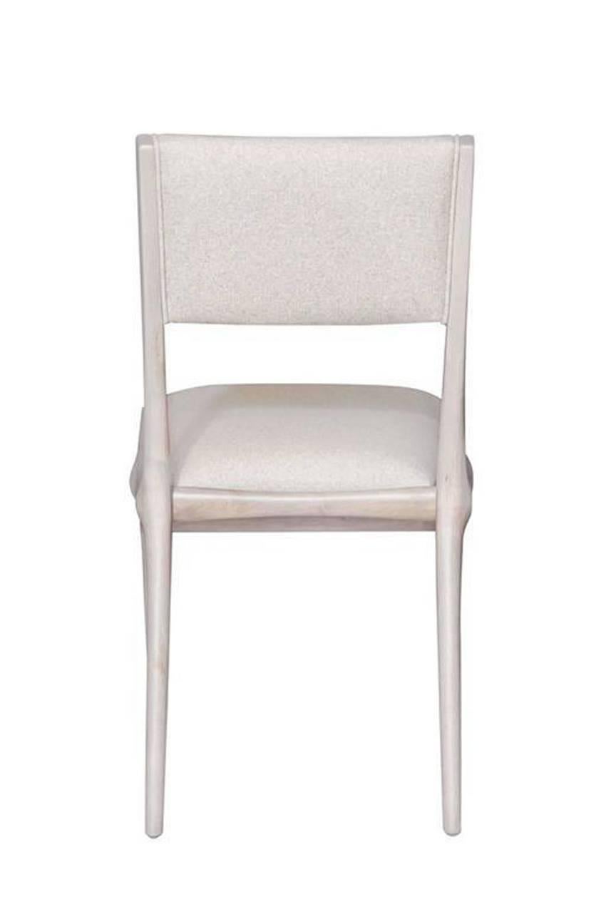 Maple dining chair in grey bleached finish.
Measures: Seat height 18.5”, seat depth 16”
COM requirements: 1.5 yards
5% up-charge for contrasting fabrics and or welting
COL requirements 30 sq. feet
5% percentage up-charge for all COL or exotic