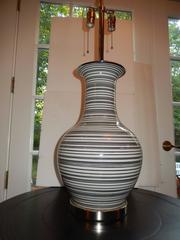 Pair of 1970s Black and White Ceramic Table Lamps