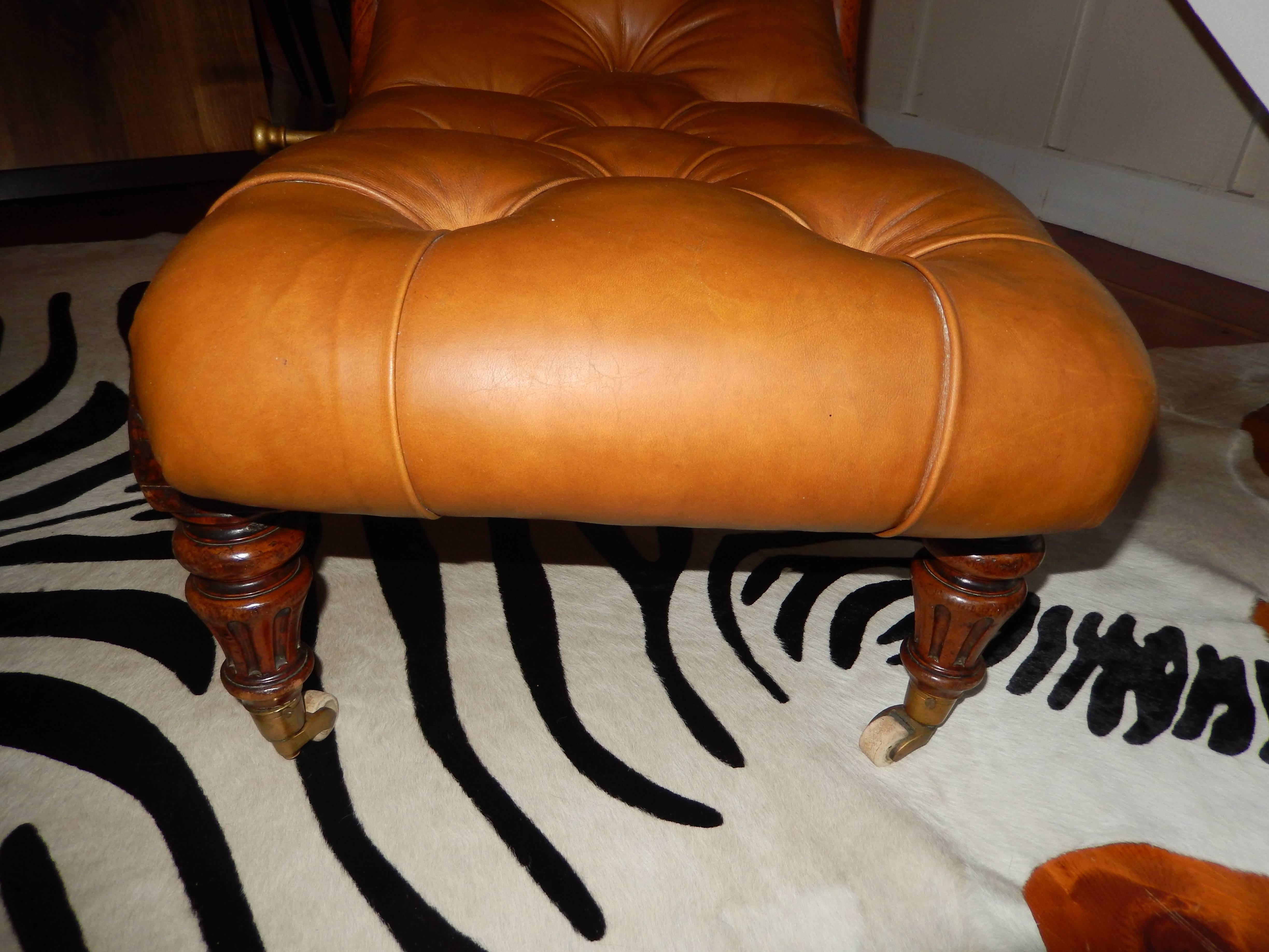 Leather Rare 19th Century American Chaise Lounge
