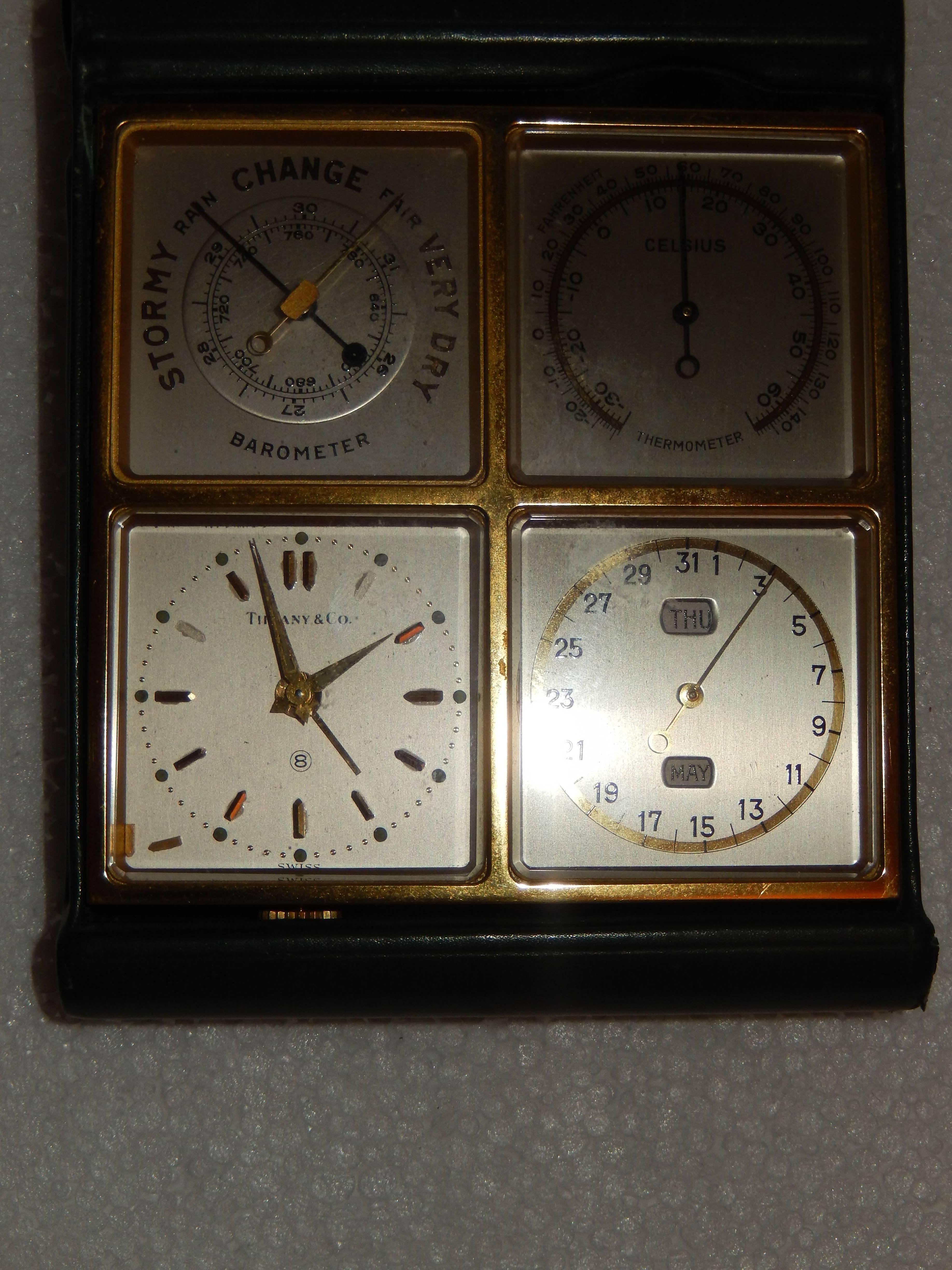American A Rare Art Deco Tiffany  Angelus MeteoTravel /Desk Clock.(Stolz Freres)