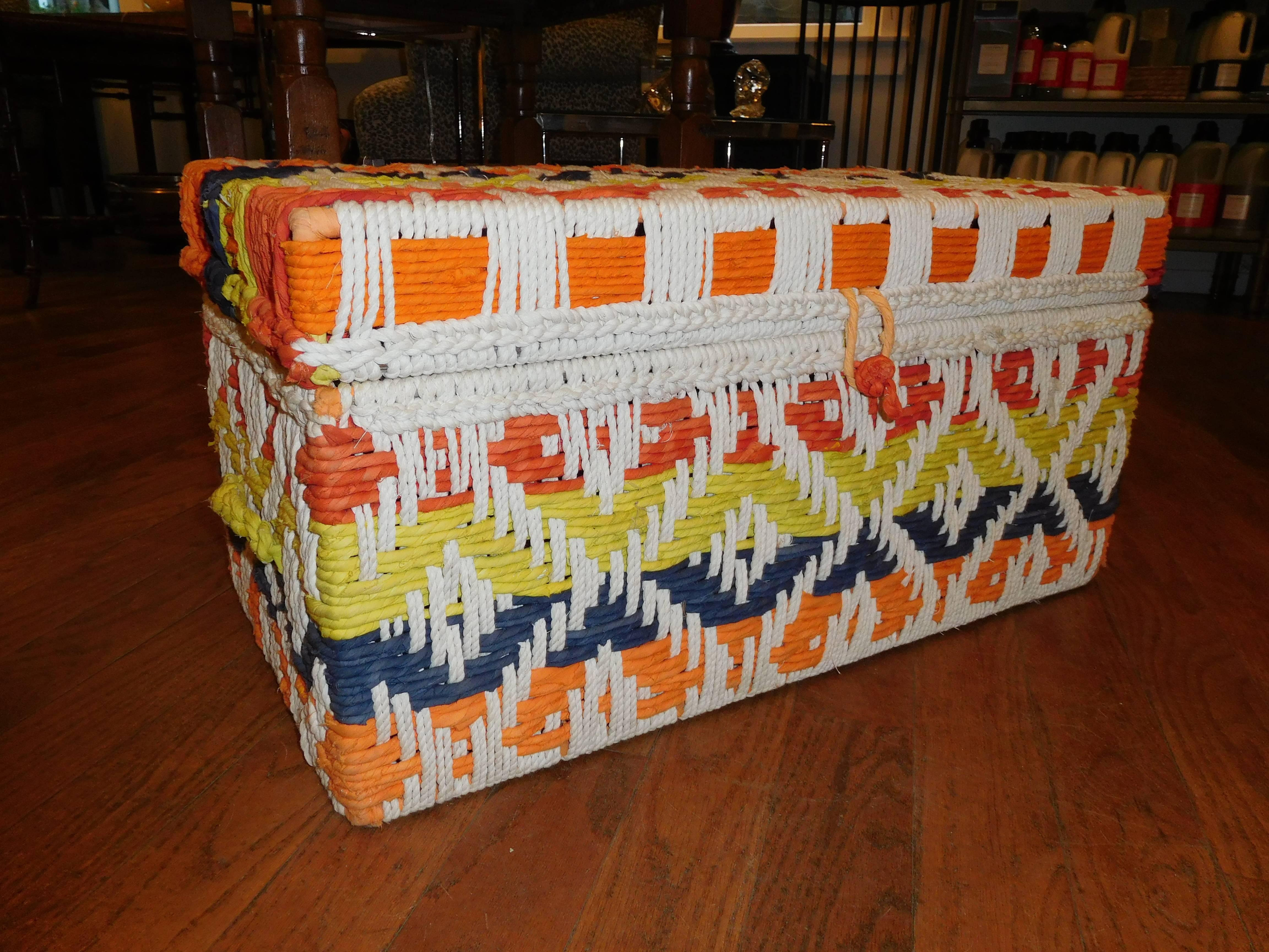 Large North African Rope Trunk In Excellent Condition In Bellport, NY