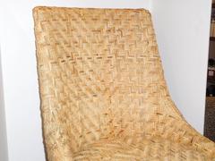 Pair of Modern Seagrass and Cherrywood Chairs