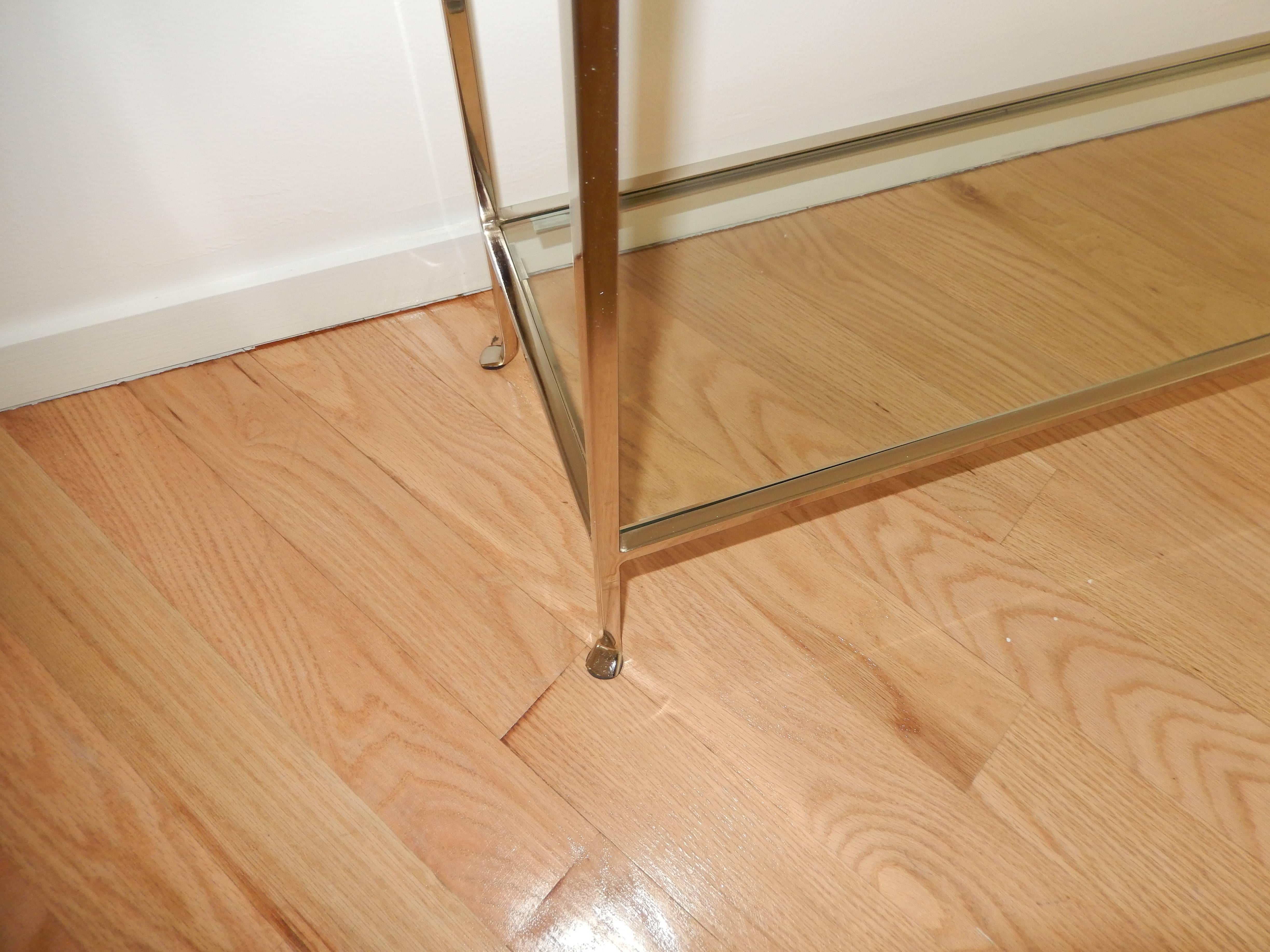 Nickel and Glass Two Level Modern Console Table In Excellent Condition In Bellport, NY