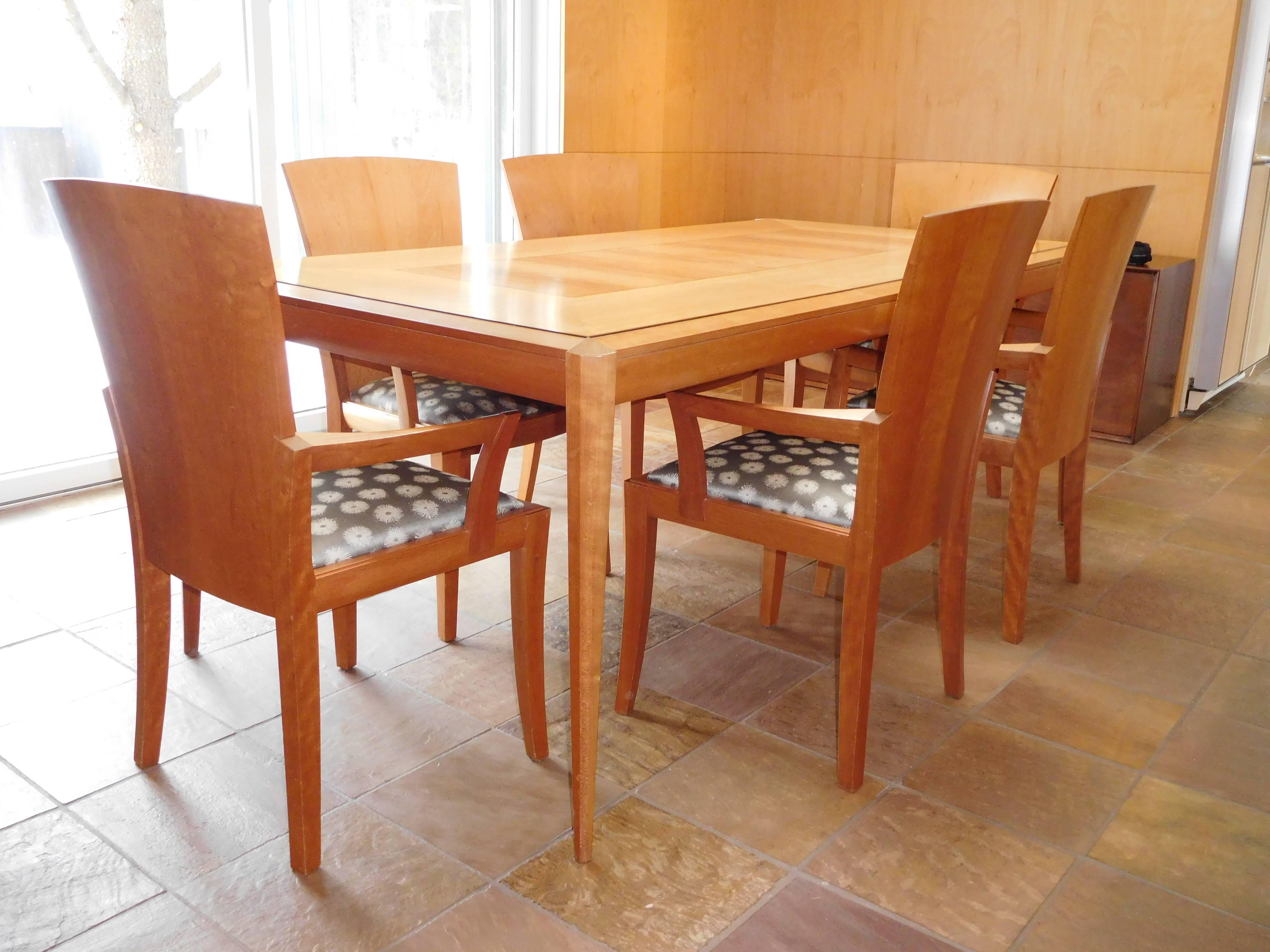 Cherry Six William Walker Modern Fan Back Dining Room Chairs, circa 1992