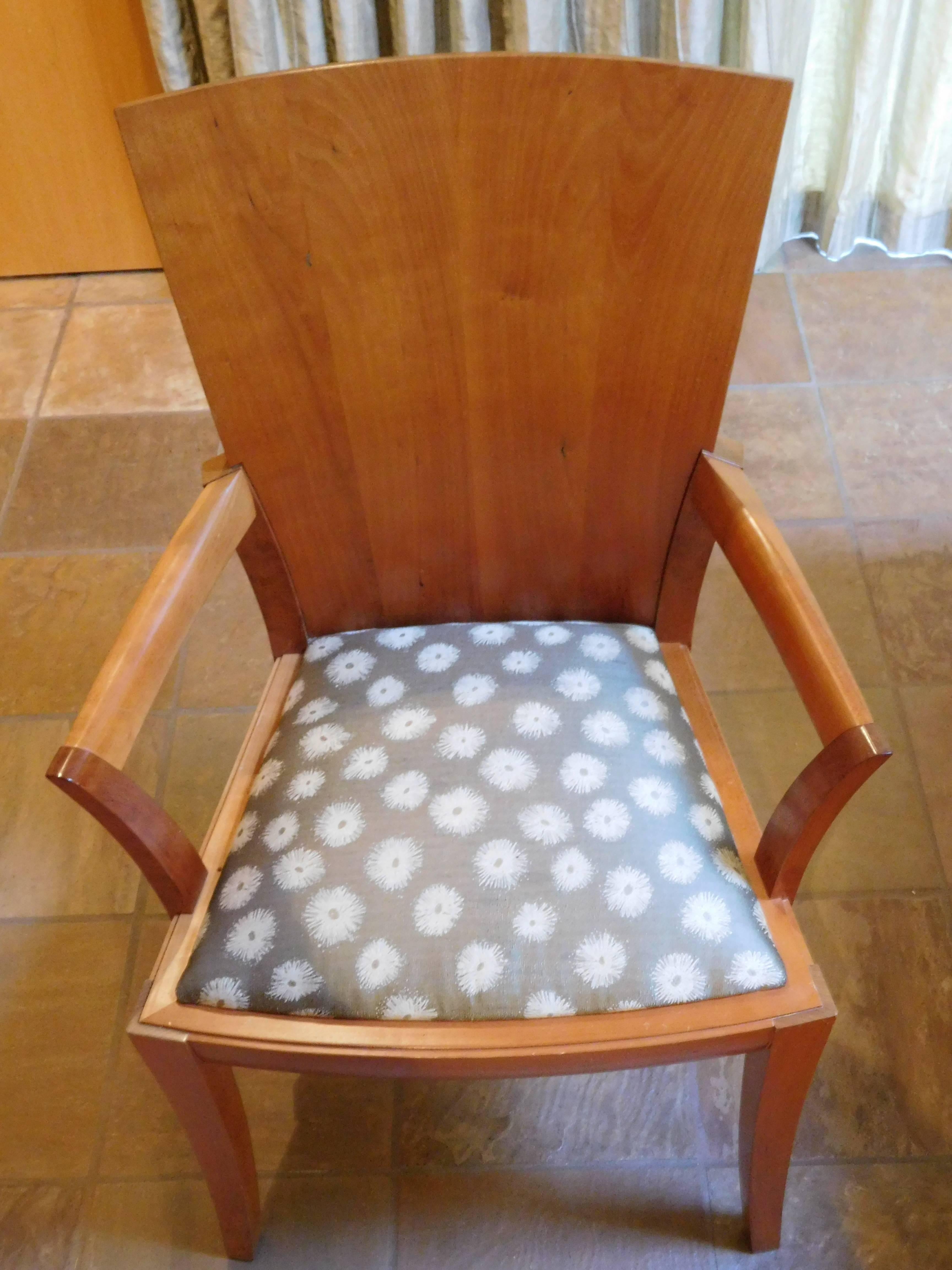 American Six William Walker Modern Fan Back Dining Room Chairs, circa 1992