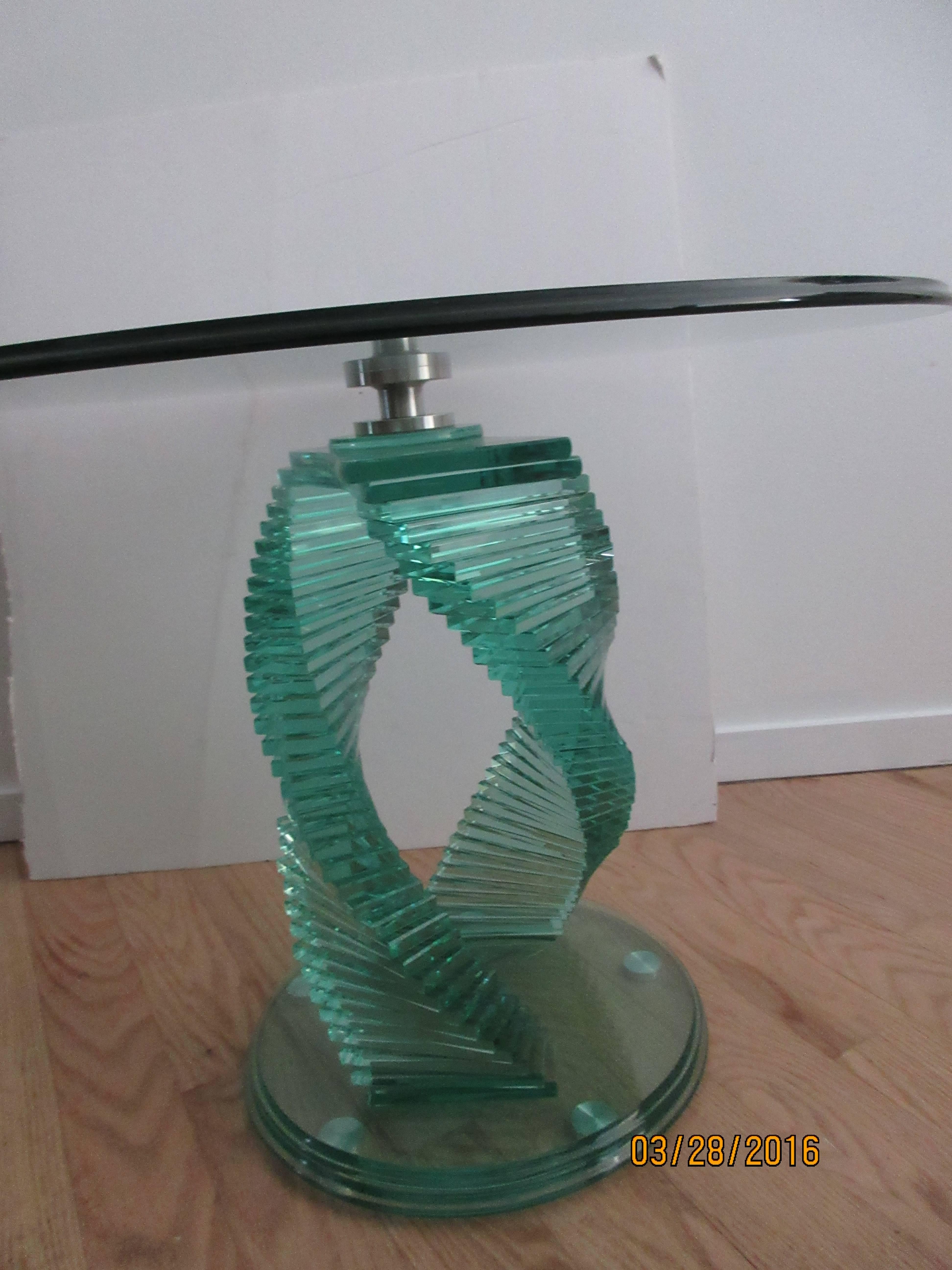 Italian Pair of Modern Glass Step Side Tables or End Tables in the school of Danny Lane