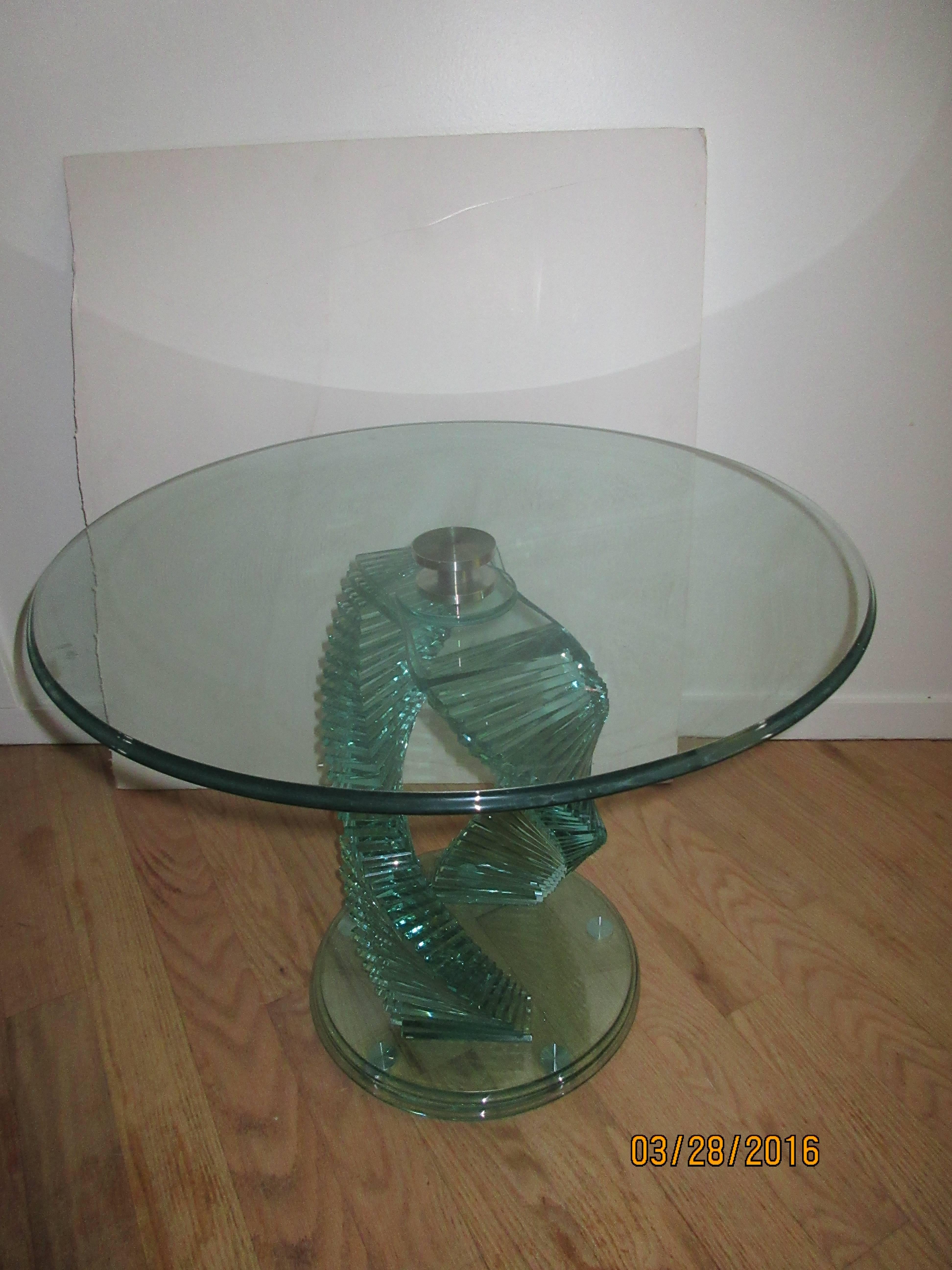 Hand-Crafted Pair of Modern Glass Step Side Tables or End Tables in the school of Danny Lane