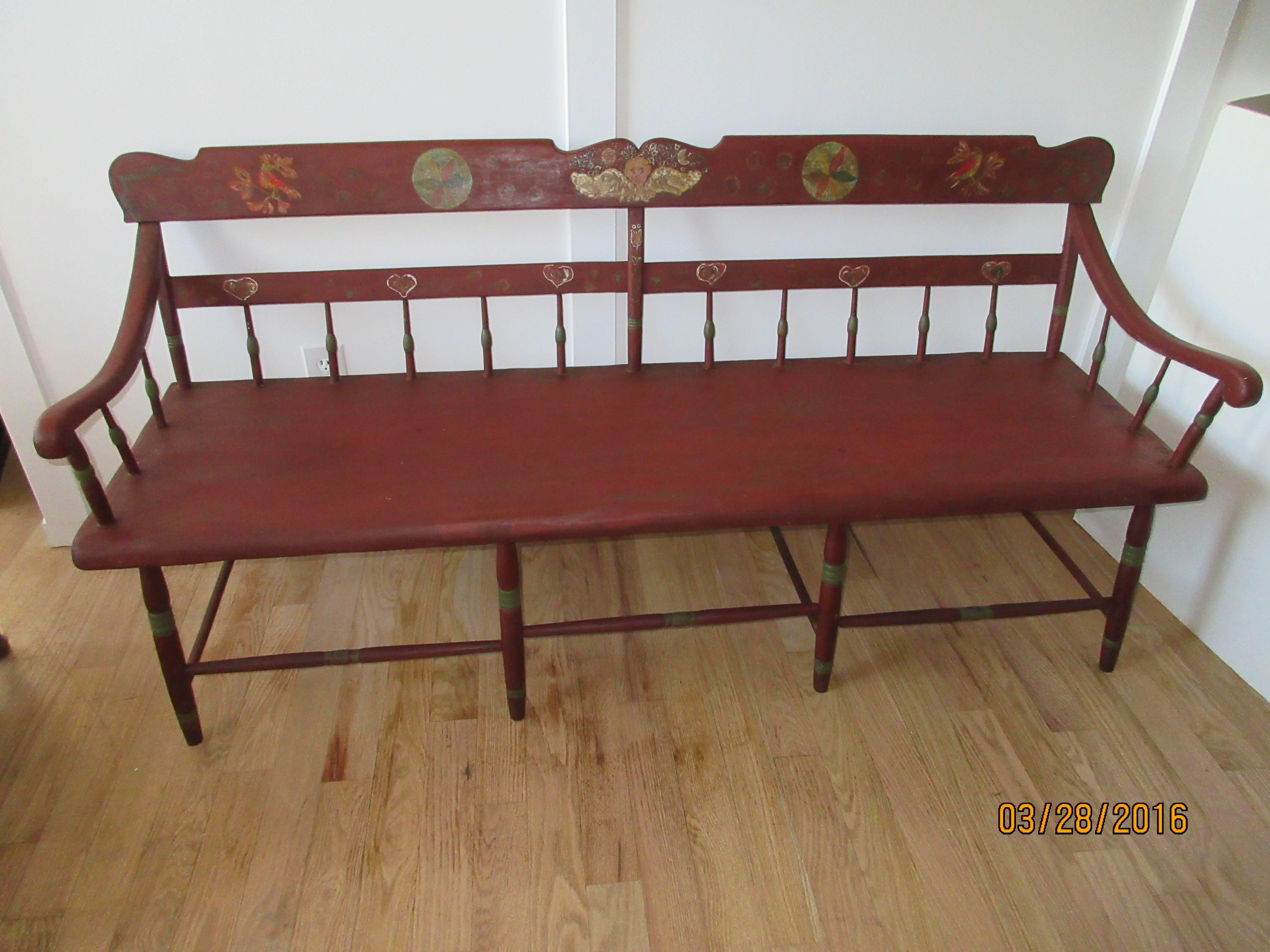 American Colonial Late 19th Century Pennsylvania Deacons Bench or Settle
