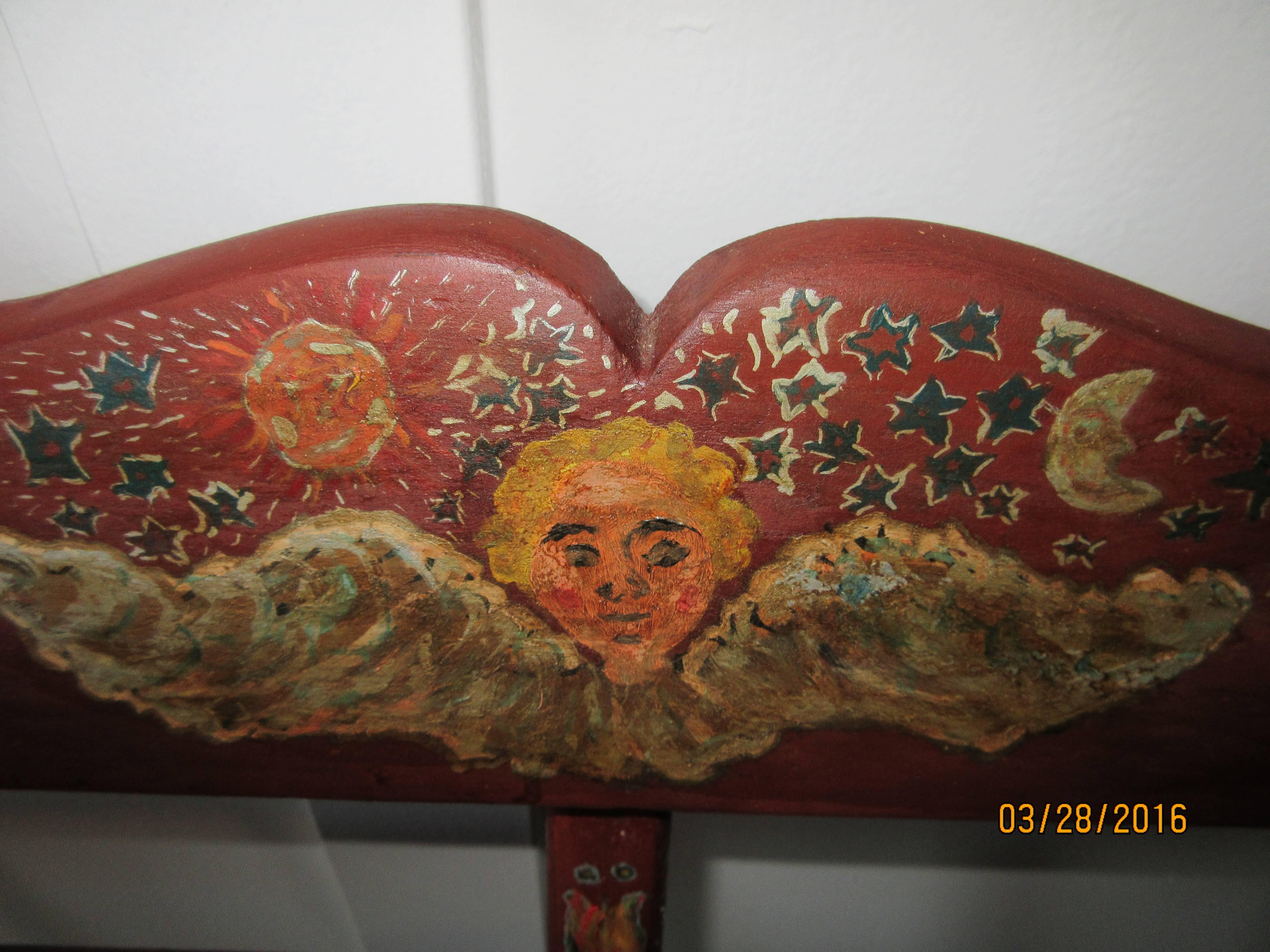 Painted Late 19th Century Pennsylvania Deacons Bench or Settle