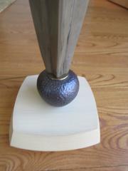 Pair of Danish Mid-Century Modern Wood and Hammered Bronze Table Lamps