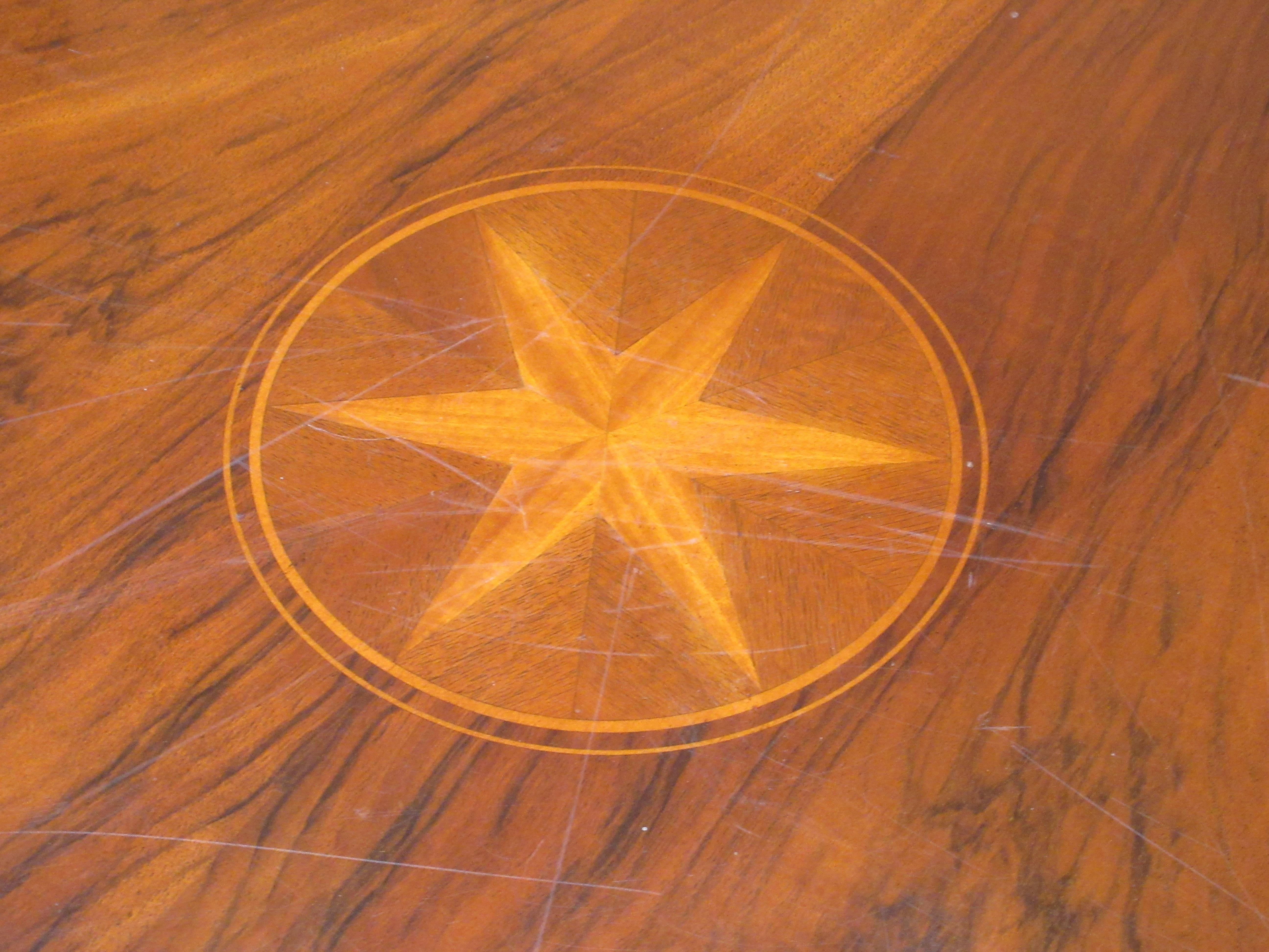 Magnificent Marquetry American Made Center Table In Excellent Condition In Bellport, NY