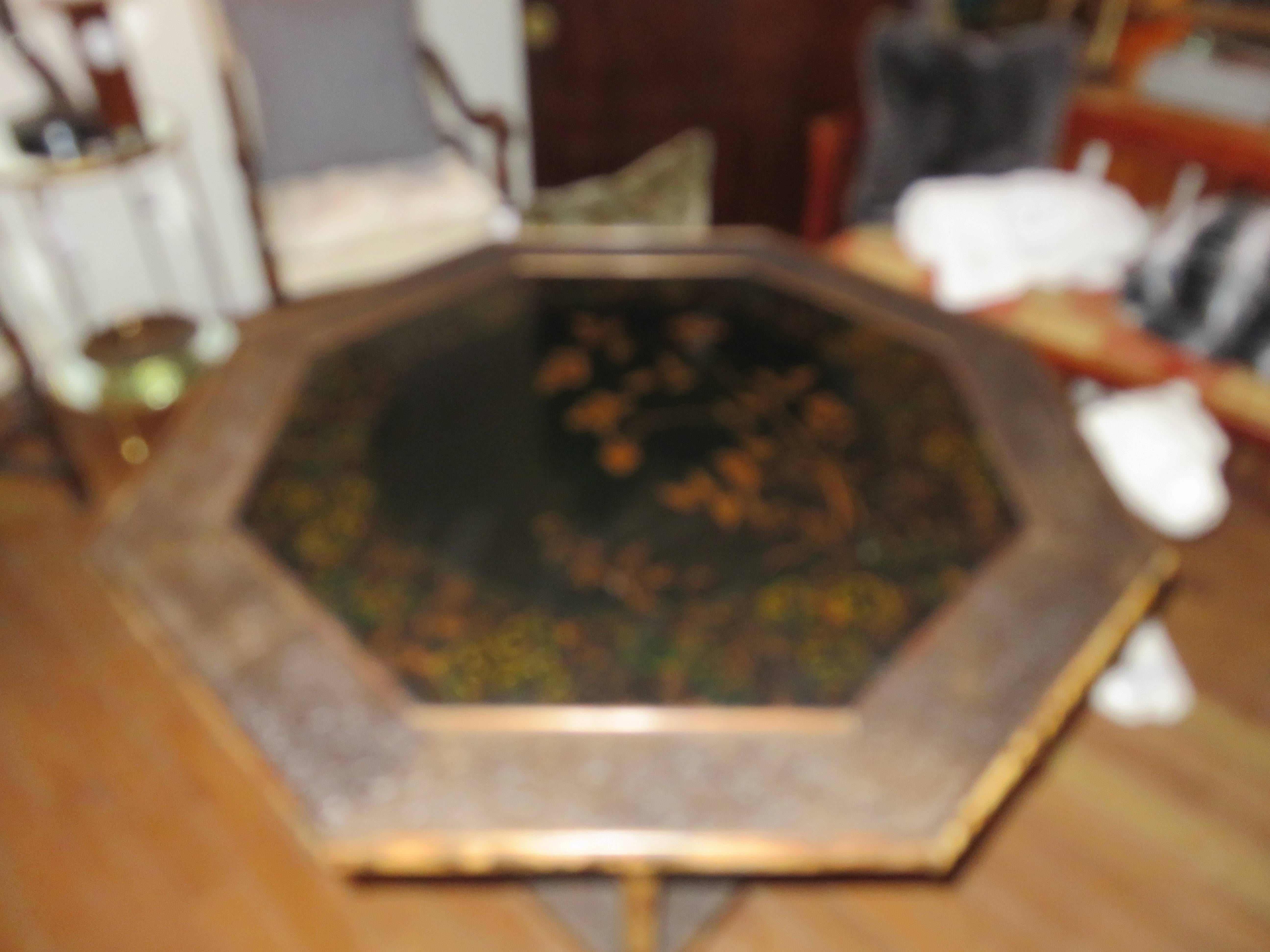 Magnificent Late 19th Century Faux Tortoiseshell and Chinoiserie Center Table In Excellent Condition In Bellport, NY