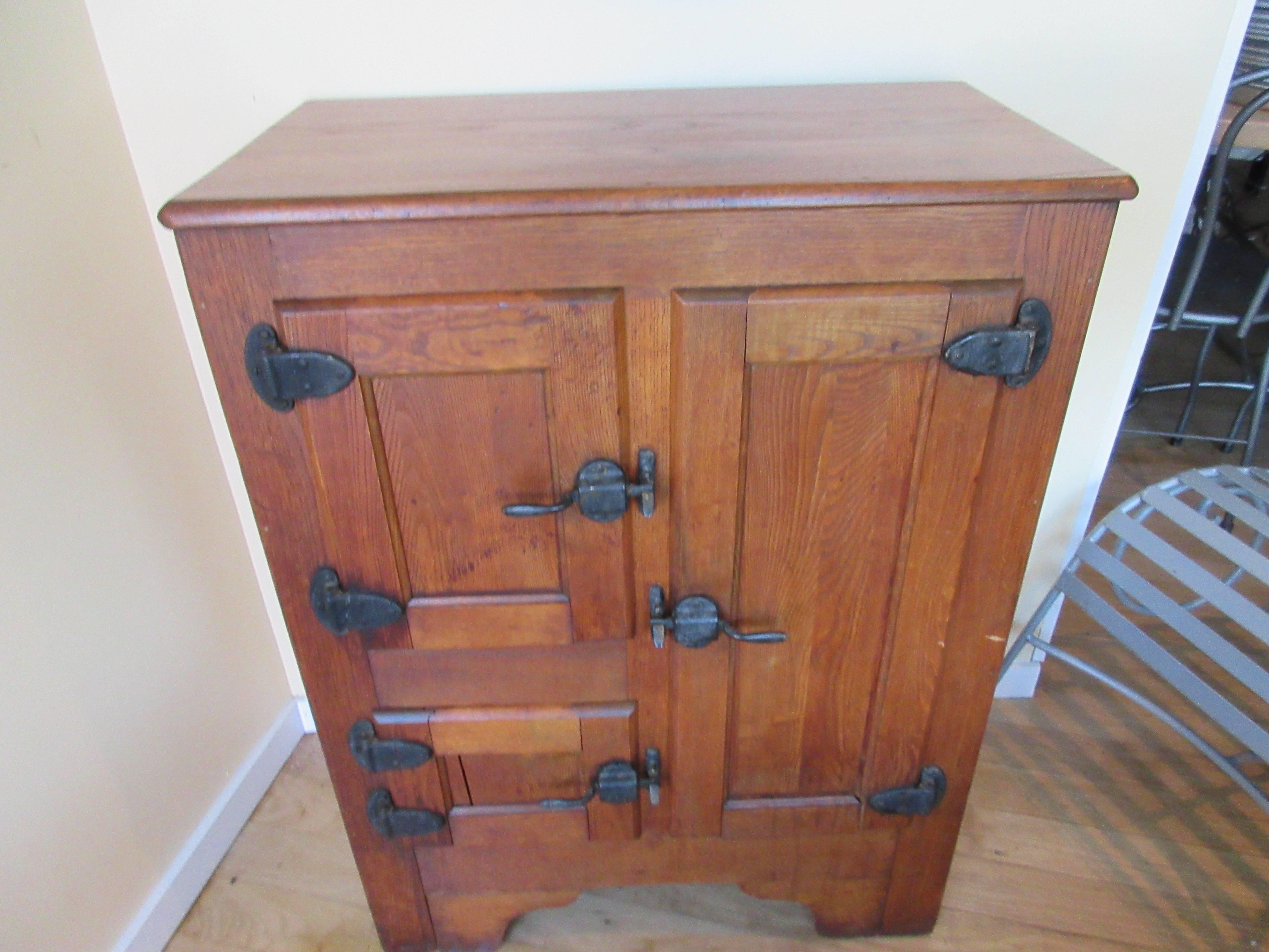 American Craftsman Late 19thc American Oak Wood Ice Box