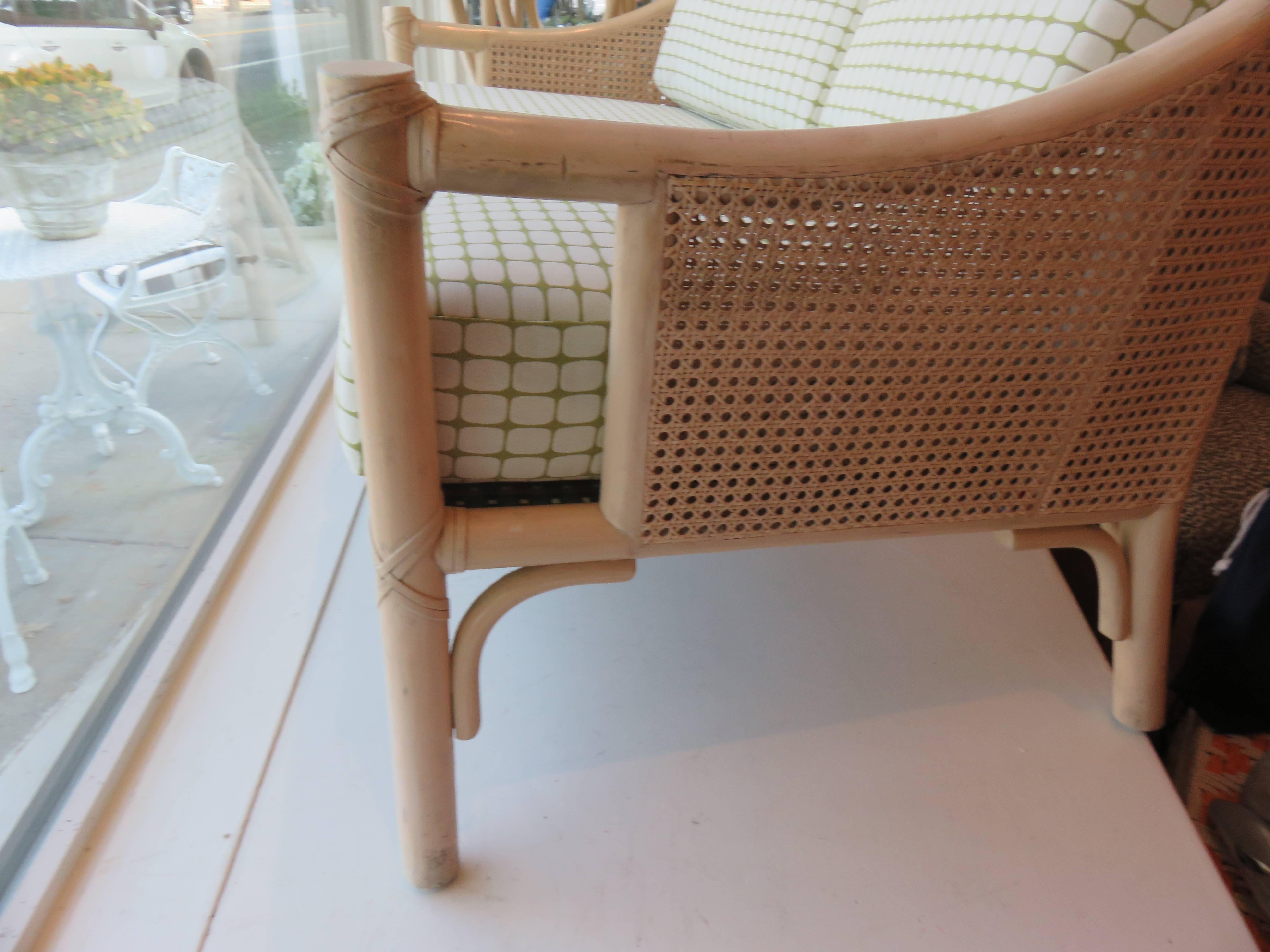 Bamboo and Cane McGuire Mid-Century Settee In Excellent Condition In Bellport, NY