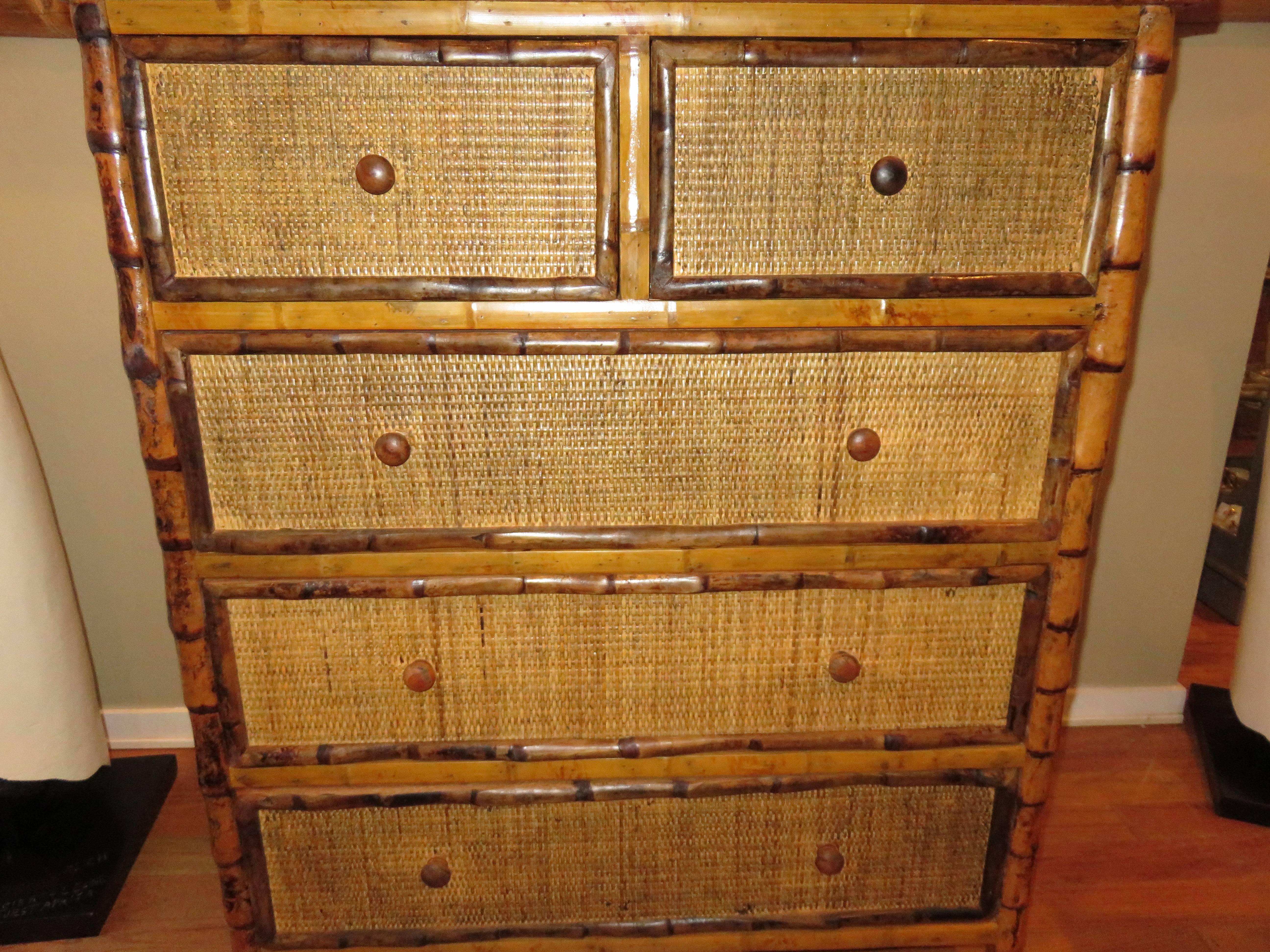 British Colonial Bamboo and Cane Dresser/Drawers