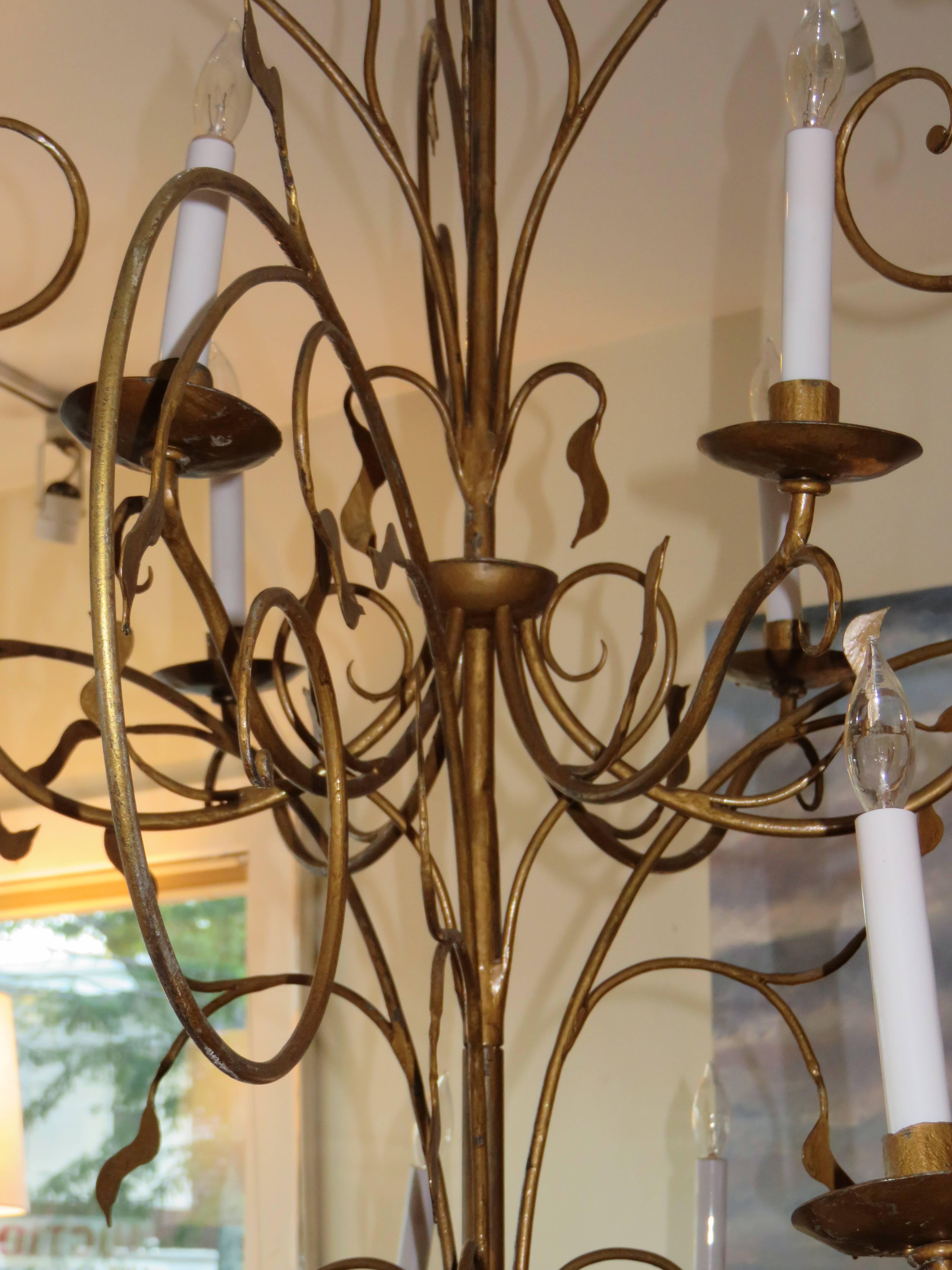 Large Art Nouveau French Gilded Eighteen-Arm Chandelier In Excellent Condition In Bellport, NY